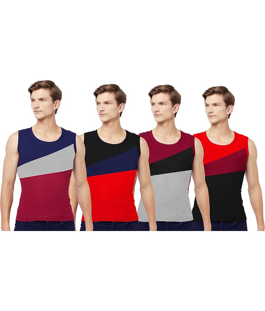 Drako Pack of 4 Cotton Basic Vest For Men ( Multicolor ) - Nightwear & Loungewear | Buy online on ZillyBuy