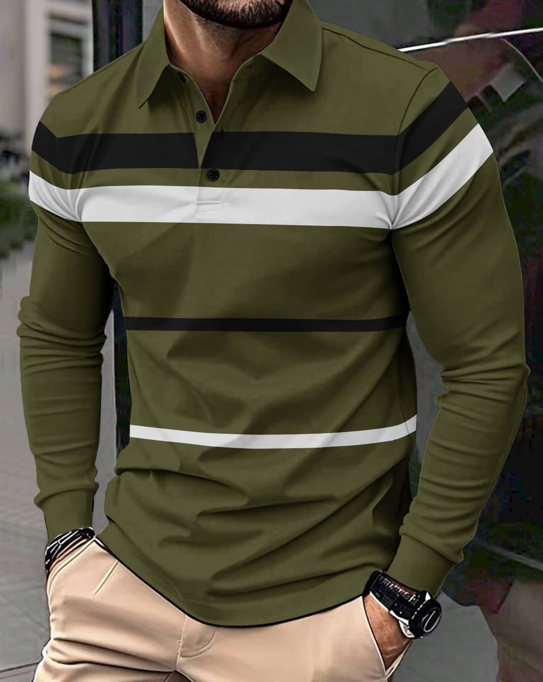 Eyebogler Men Polyester Regular Fit Striped Polo T Shirt ( Green ) Eyebogler Men Polyester Regular Fit Striped Polo T Shirt ( Green )