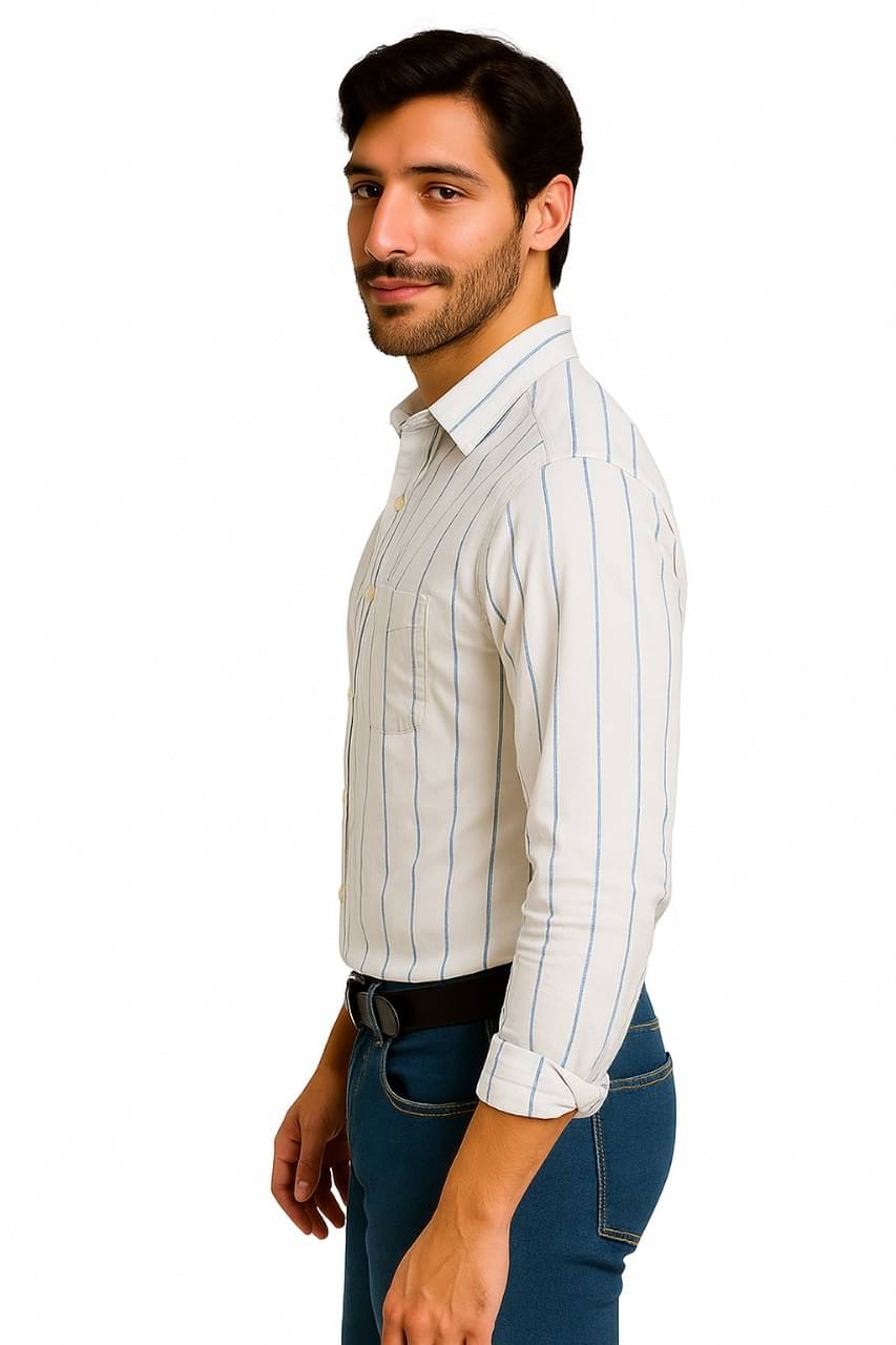 FABRIZER 100% Cotton Regular Fit Striped Full Sleeves Men's Casual Shirt - Off-White ( Pack of 1 ) FABRIZER 100% Cotton Regular Fit Striped Full Sleeves Men's Casual Shirt - Off-White ( Pack of 1 )