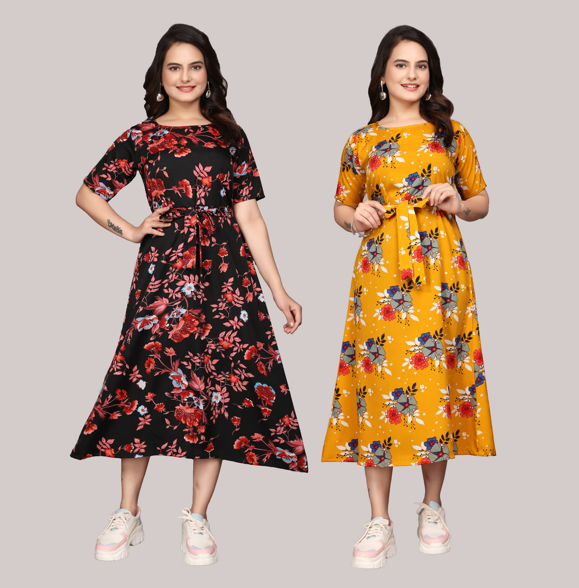     			KALAVRITTA Women Crepe Printed Maxi ( Multicolor 5 )