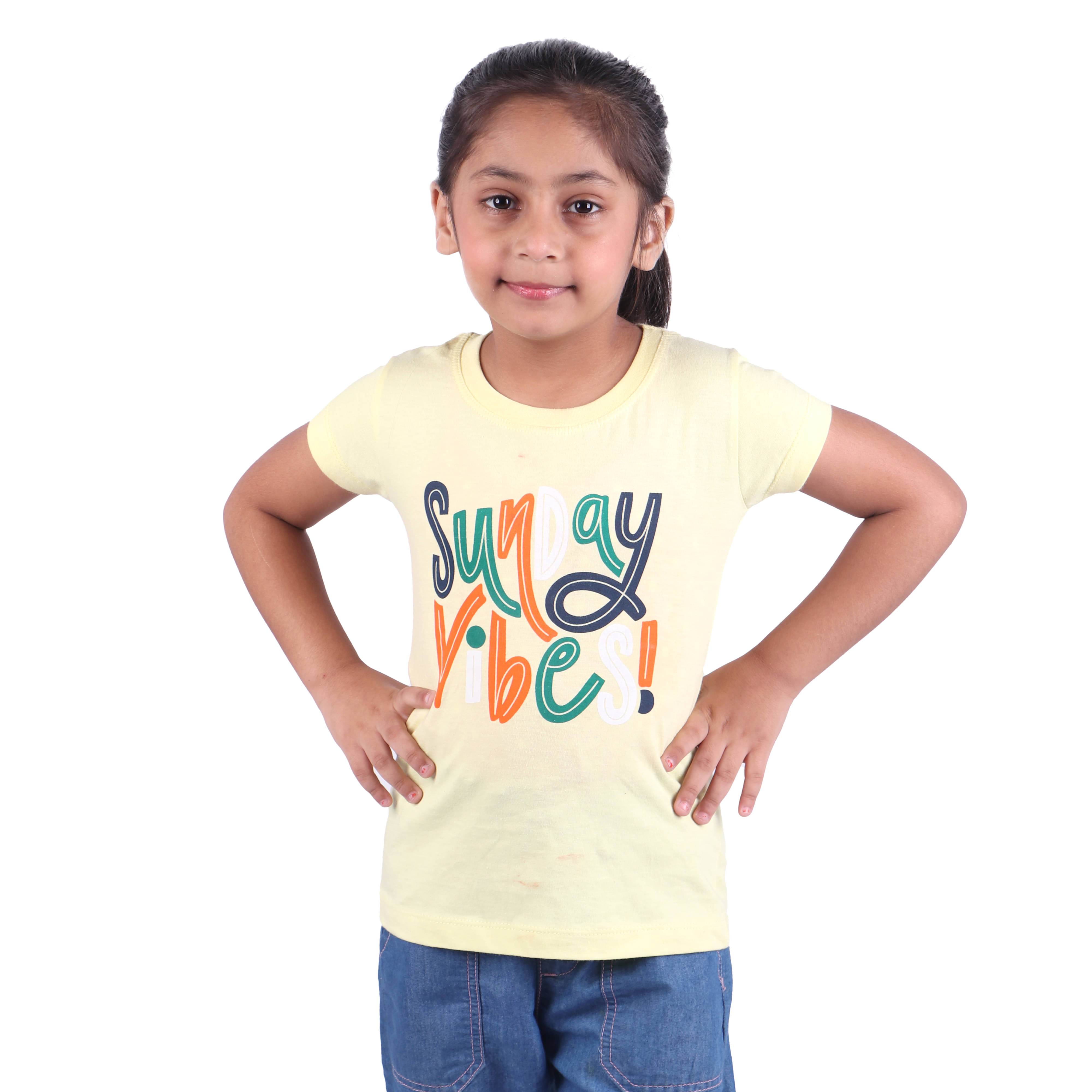     			Kidzee Kingdom Pack of 1 Girls Cotton T-Shirt ( Yellow )