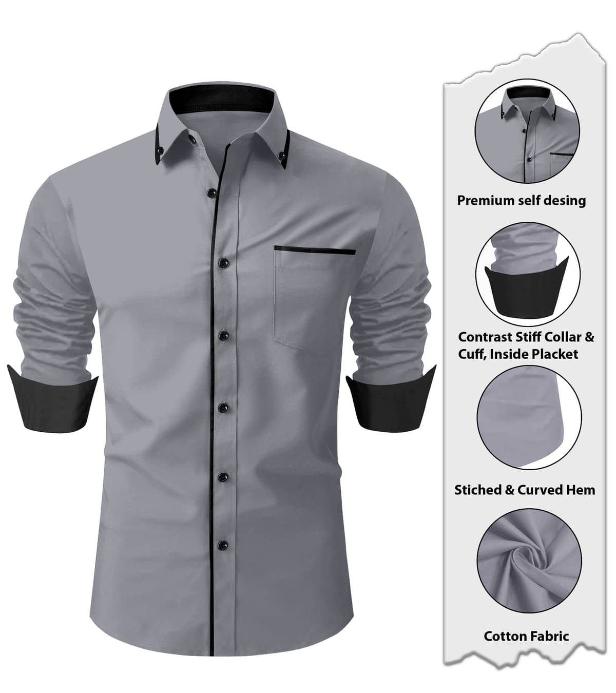 LAXBON Cotton Blend Regular Fit Solids Full Sleeves Men's Casual Shirt - Grey ( Pack of 1 ) LAXBON Cotton Blend Regular Fit Solids Full Sleeves Men's Casual Shirt - Grey ( Pack of 1 )