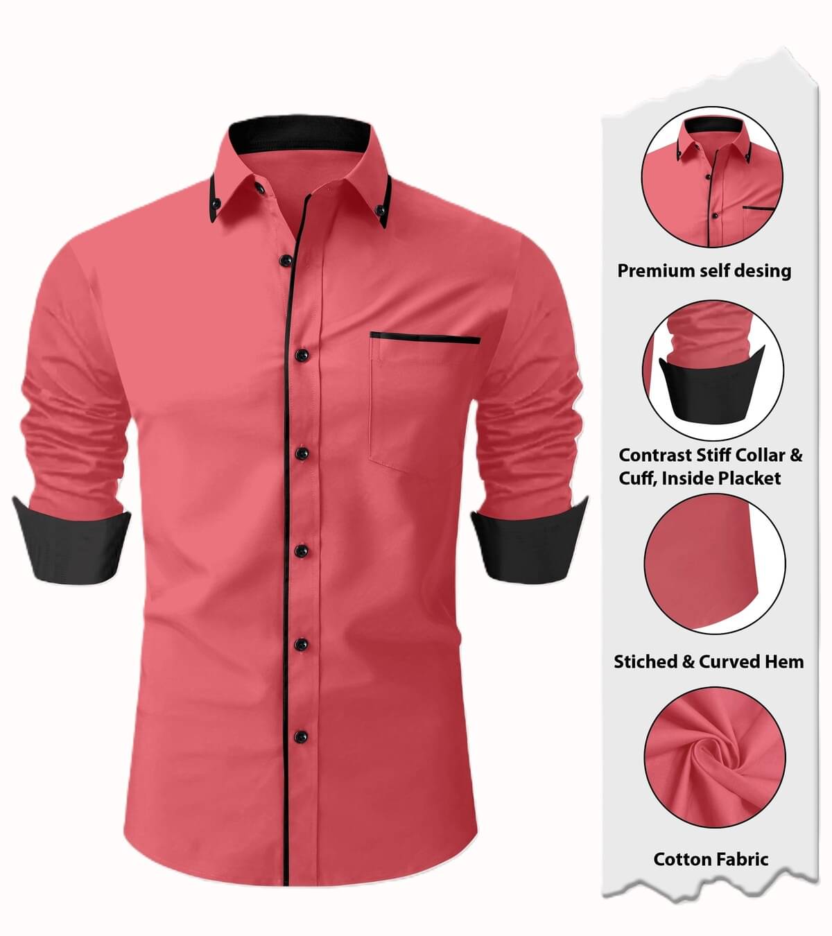     			LAXBON Cotton Blend Regular Fit Solids Full Sleeves Men's Casual Shirt - Pink ( Pack of 1 )