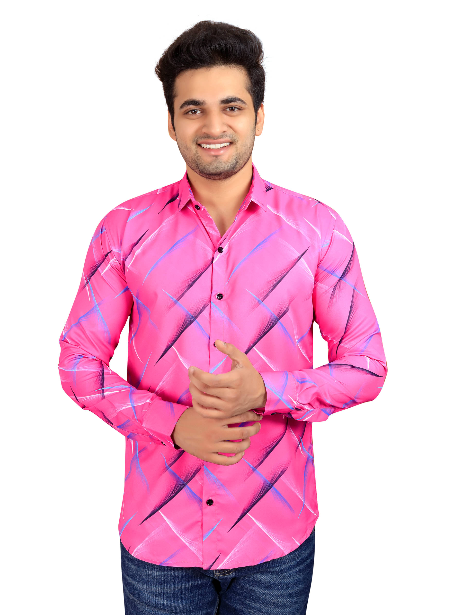     			LAXBON Cotton Blend Regular Fit Printed Full Sleeves Men's Casual Shirt - Pink ( Pack of 1 )