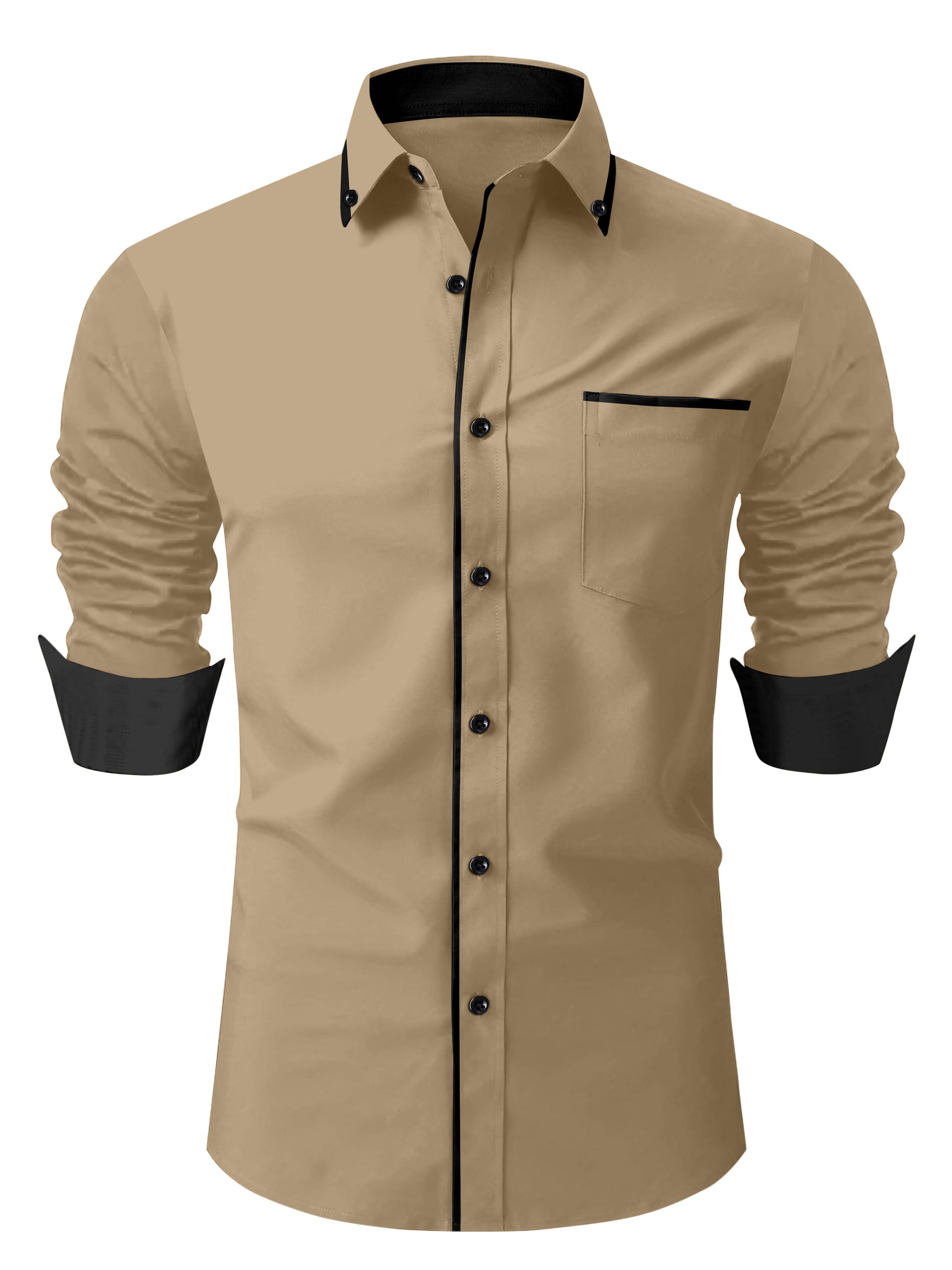     			LAXBON Cotton Blend Regular Fit Solids Full Sleeves Men's Casual Shirt - Beige ( Pack of 1 )