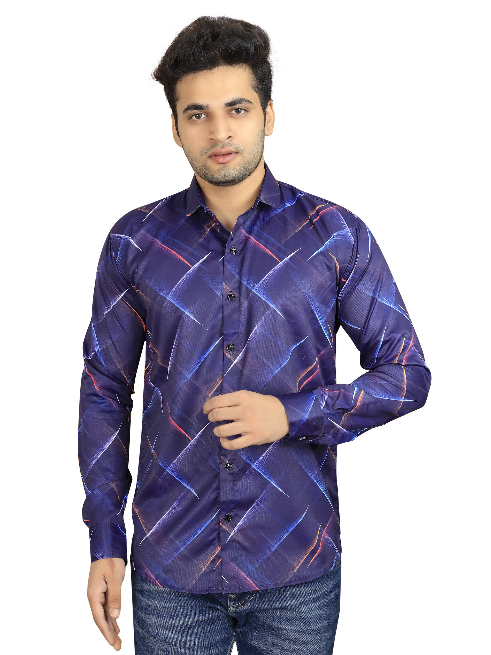     			LAXBON Cotton Blend Regular Fit Printed Full Sleeves Men's Casual Shirt - Blue ( Pack of 1 )
