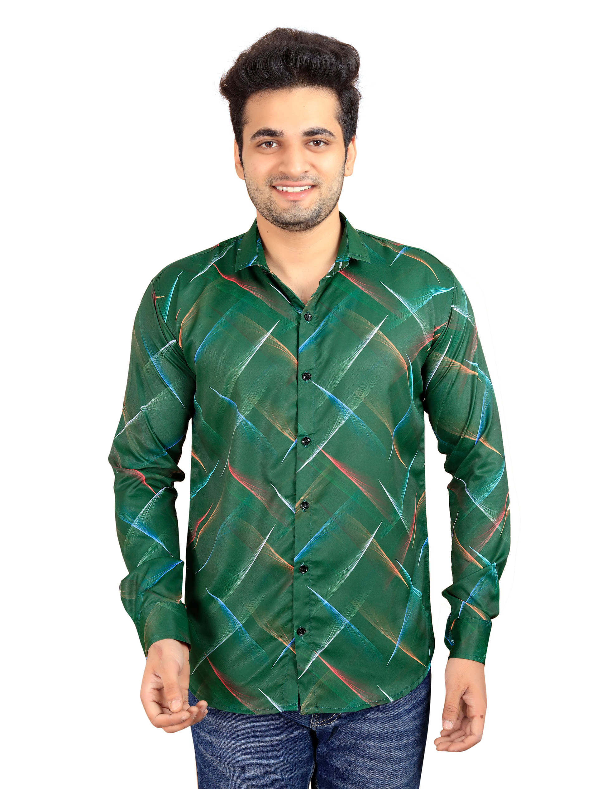 LAXBON Cotton Blend Regular Fit Printed Full Sleeves Men's Casual Shirt - Green ( Pack of 1 ) LAXBON Cotton Blend Regular Fit Printed Full Sleeves Men's Casual Shirt - Green ( Pack of 1 )
