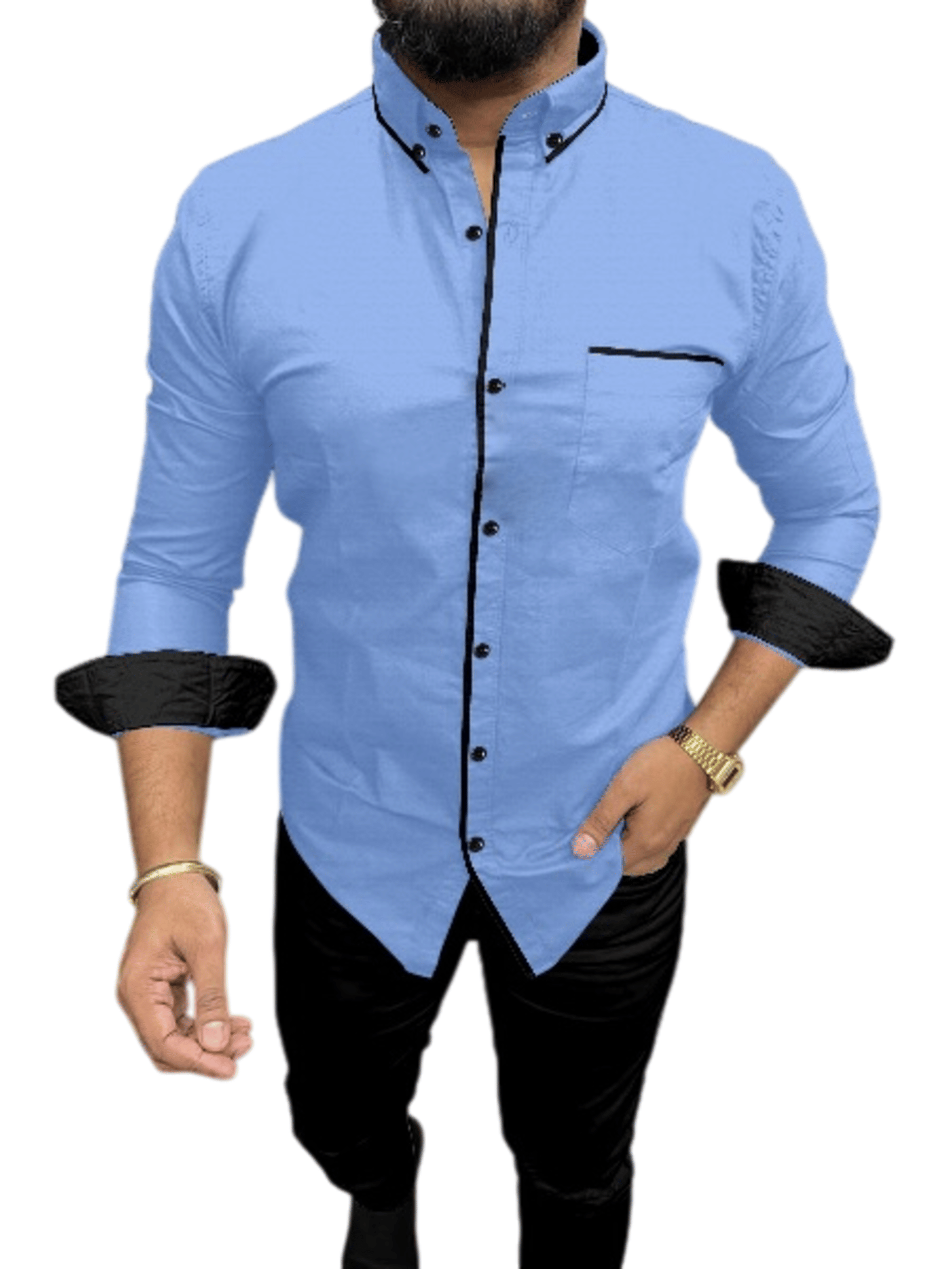 LAXBON Cotton Blend Regular Fit Solids Full Sleeves Men's Casual Shirt - Blue ( Pack of 1 ) LAXBON Cotton Blend Regular Fit Solids Full Sleeves Men's Casual Shirt - Blue ( Pack of 1 )