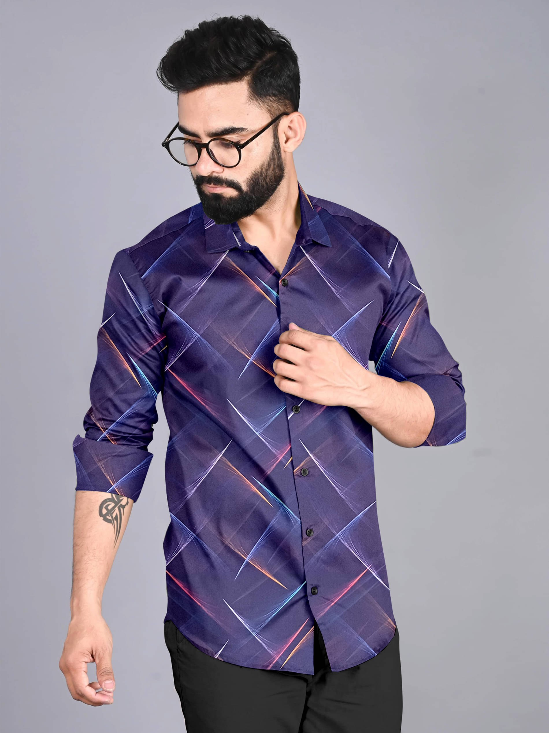     			LAXBON Cotton Blend Regular Fit Printed Full Sleeves Men's Casual Shirt - Blue ( Pack of 1 )