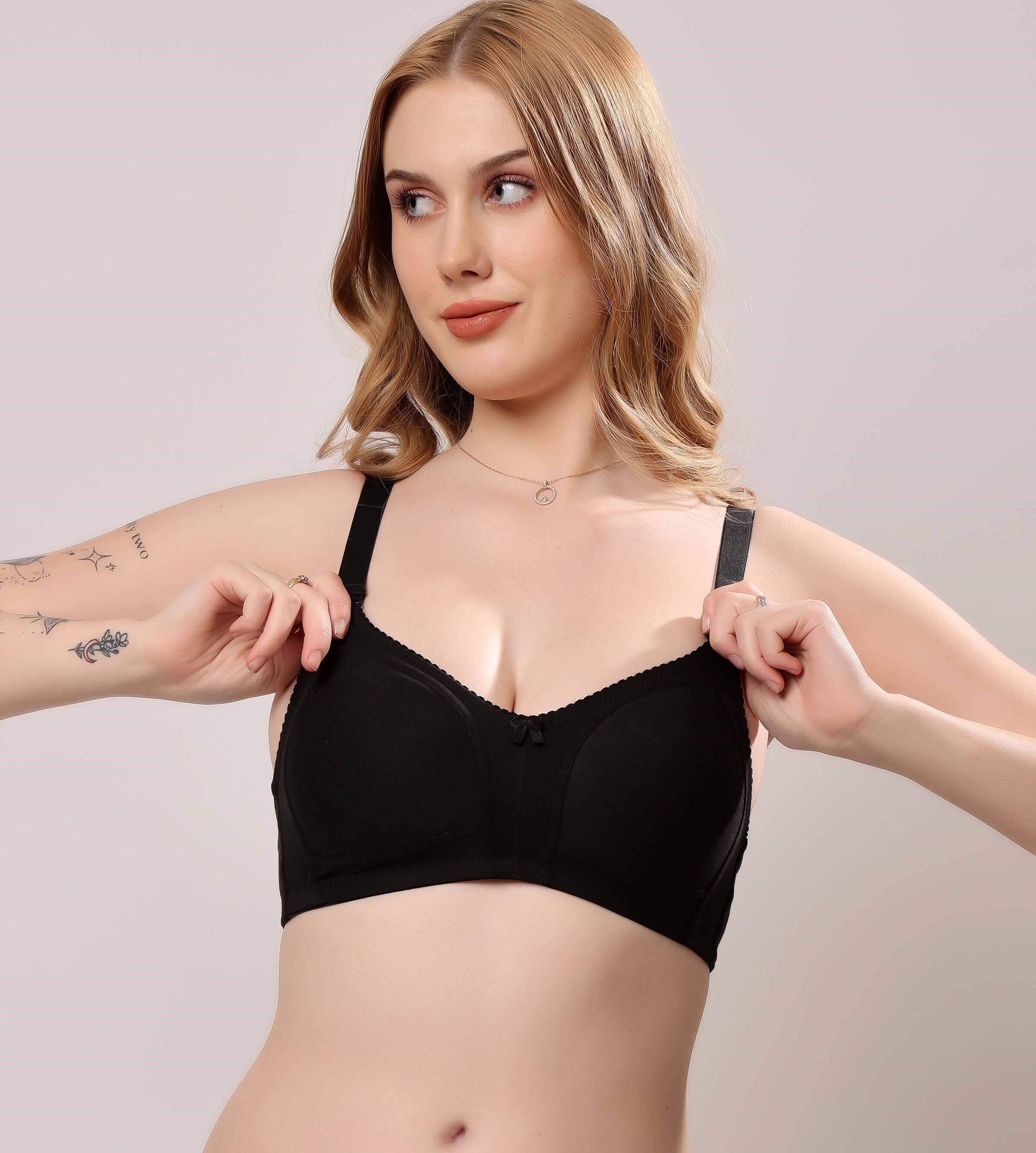 LONDON HILLS Pack of 1 Cotton Blend Non Padded Everyday Bra For Women ( Black ) LONDON HILLS Pack of 1 Cotton Blend Non Padded Everyday Bra For Women ( Black )