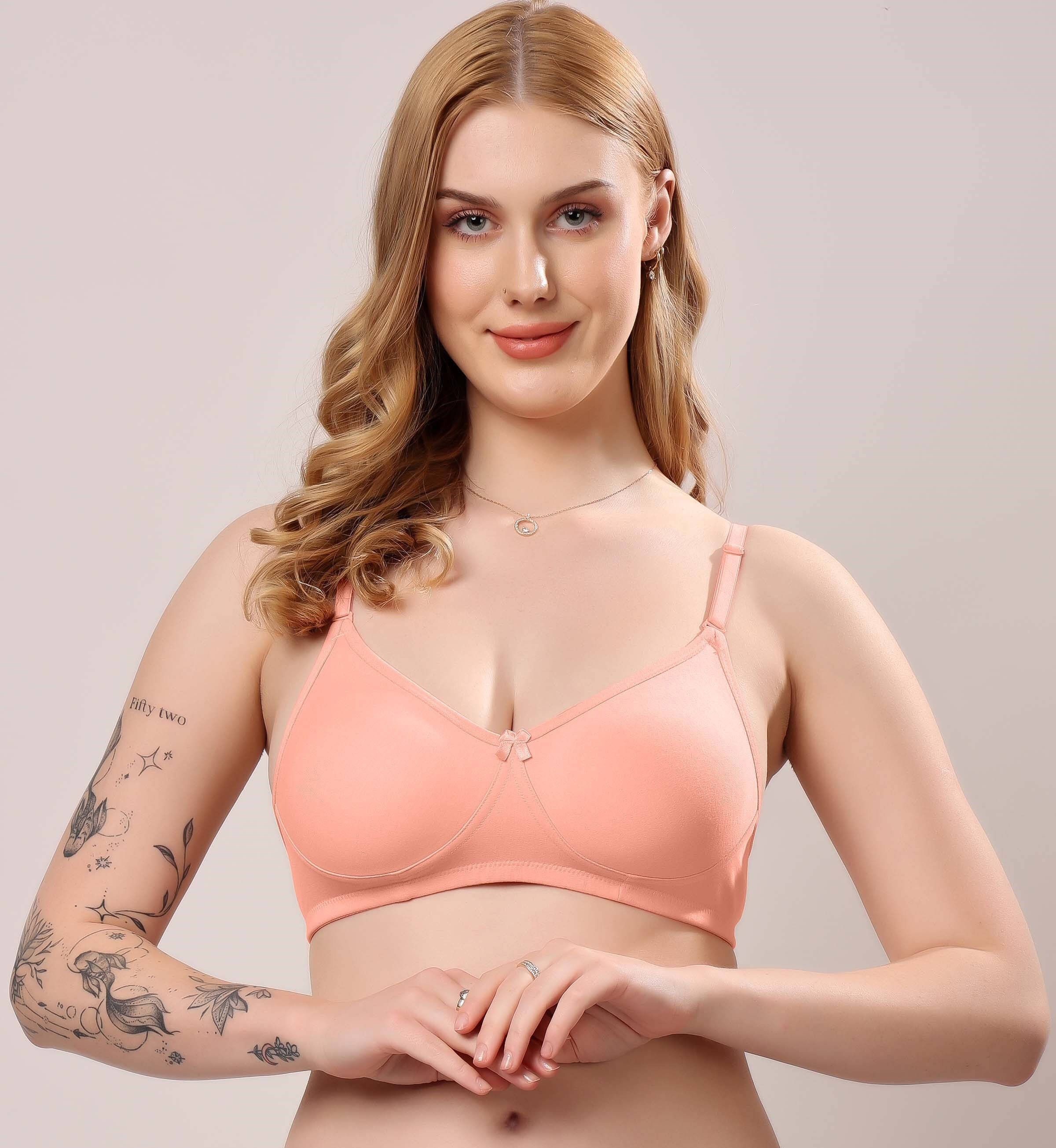     			LONDON HILLS Pack of 1 Cotton Blend Non Padded Everyday Bra For Women ( Orange )