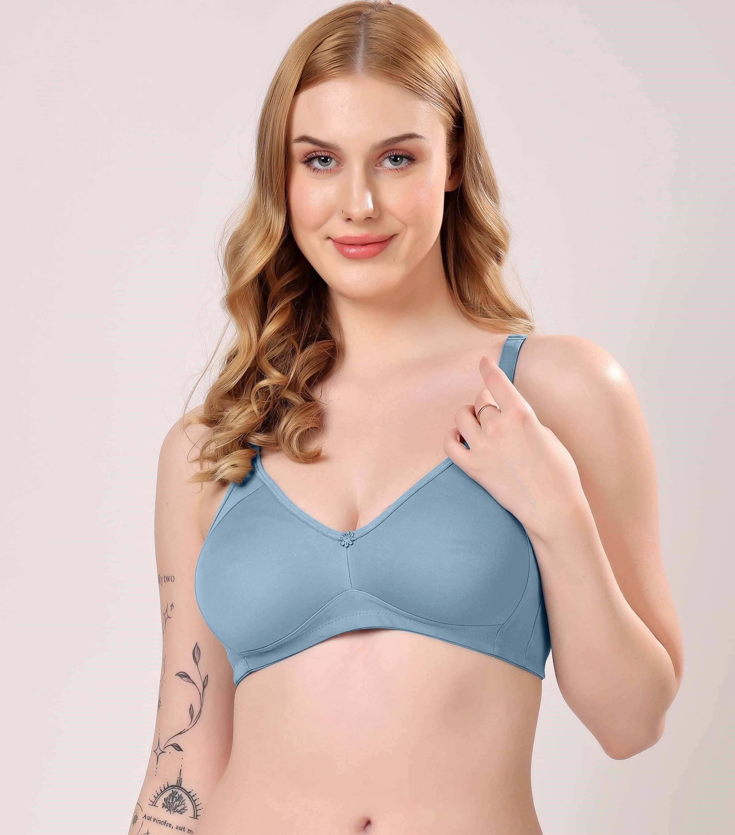     			LONDON HILLS Pack of 1 Cotton Blend Non Padded Everyday Bra For Women ( Blue )