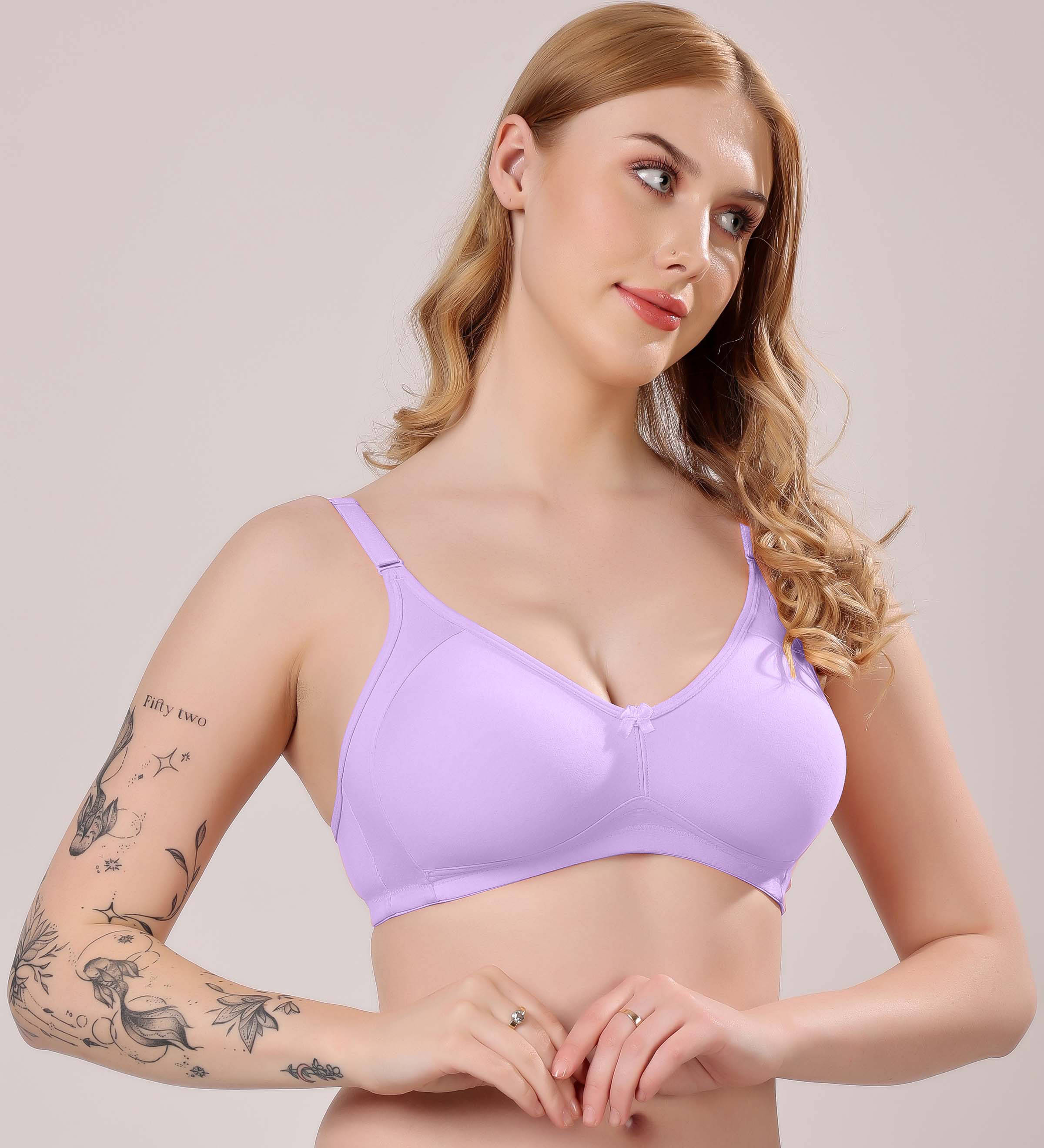 LONDON HILLS Pack of 1 Cotton Blend Non Padded Everyday Bra For Women ( Purple )     			LONDON HILLS Pack of 1 Cotton Blend Non Padded Everyday Bra For Women ( Purple )