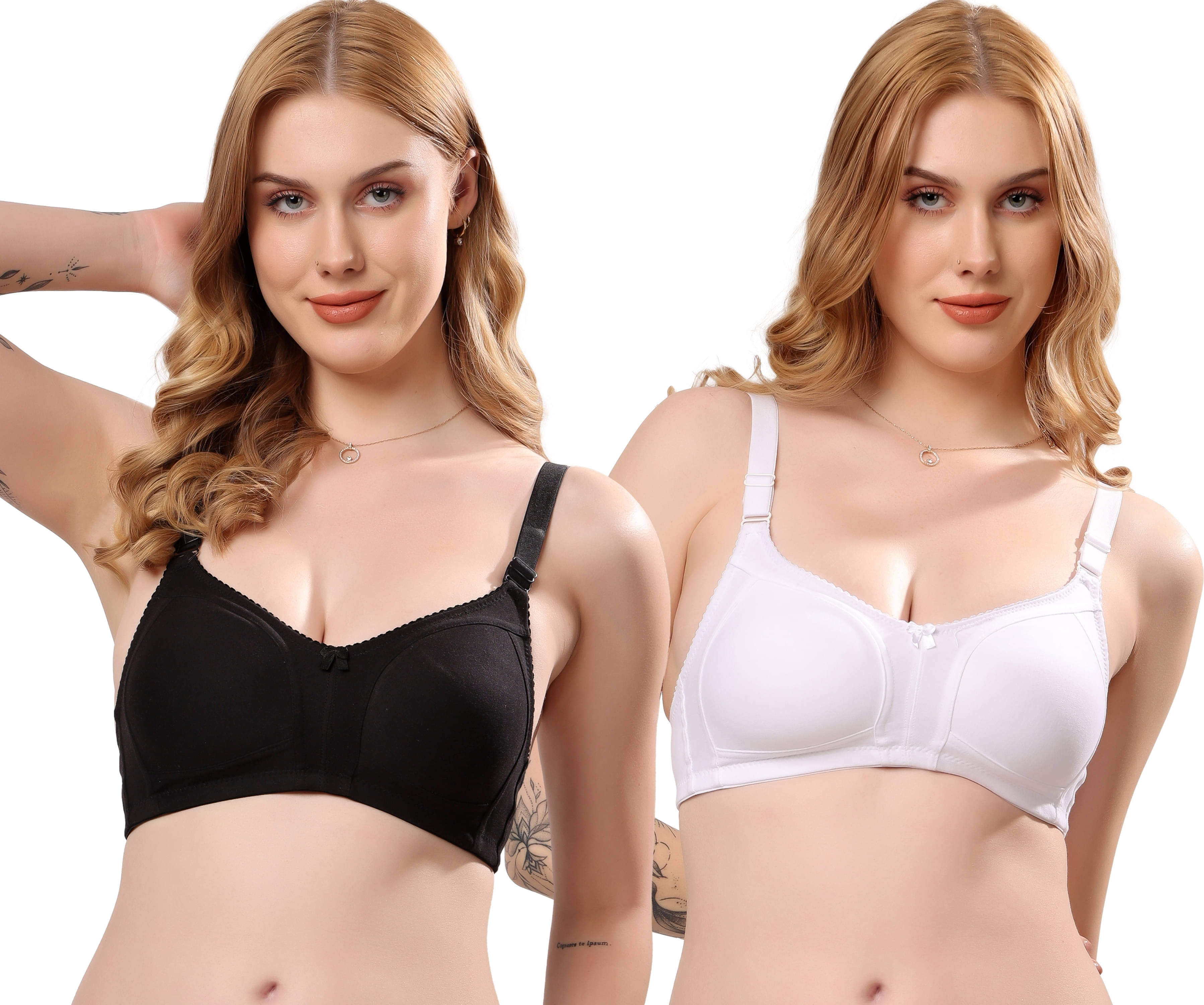     			LONDON HILLS Pack of 2 Cotton Blend Non Padded Everyday Bra For Women ( Black )