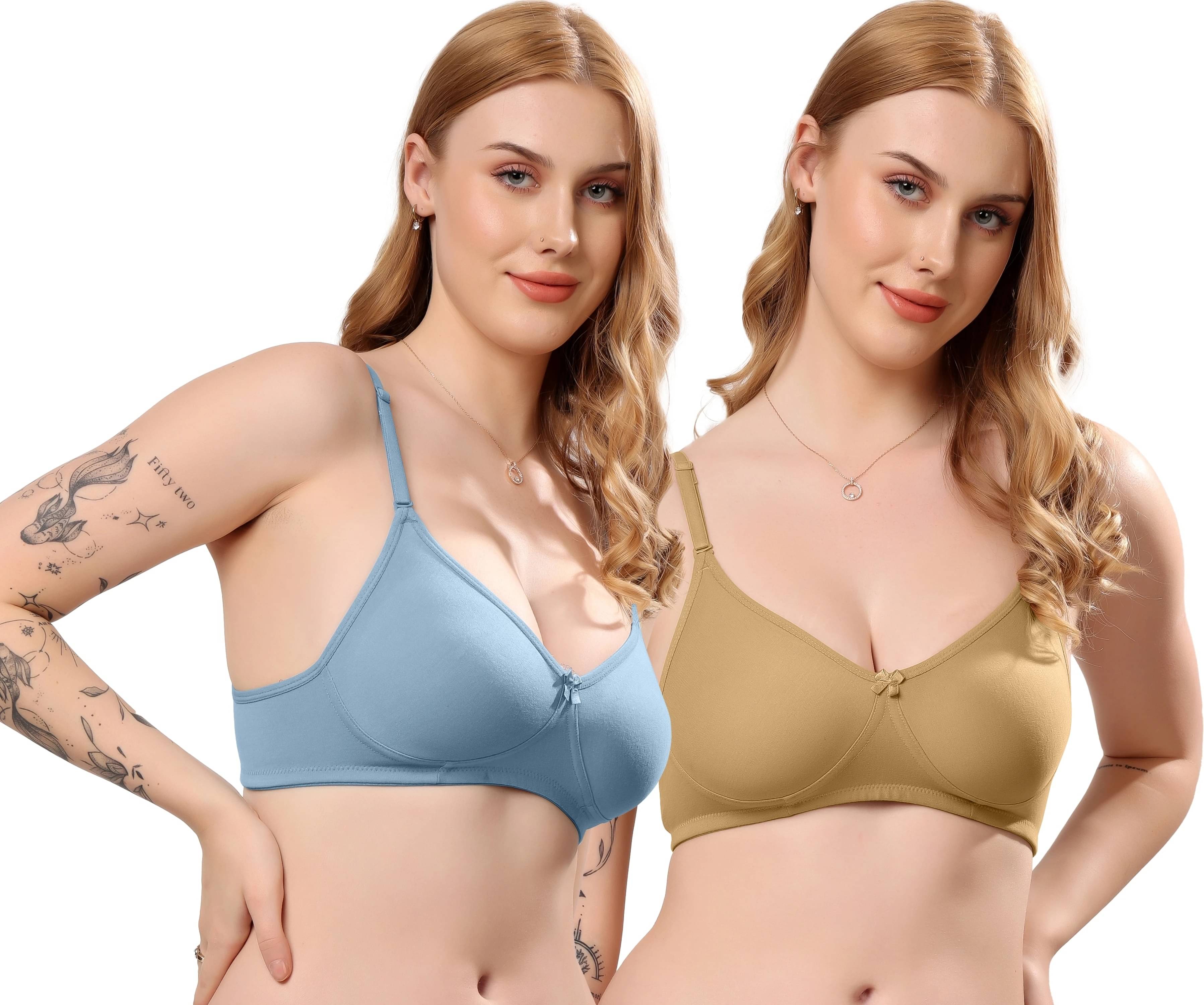     			LONDON HILLS Pack of 2 Cotton Blend Non Padded Everyday Bra For Women ( Multicolor )