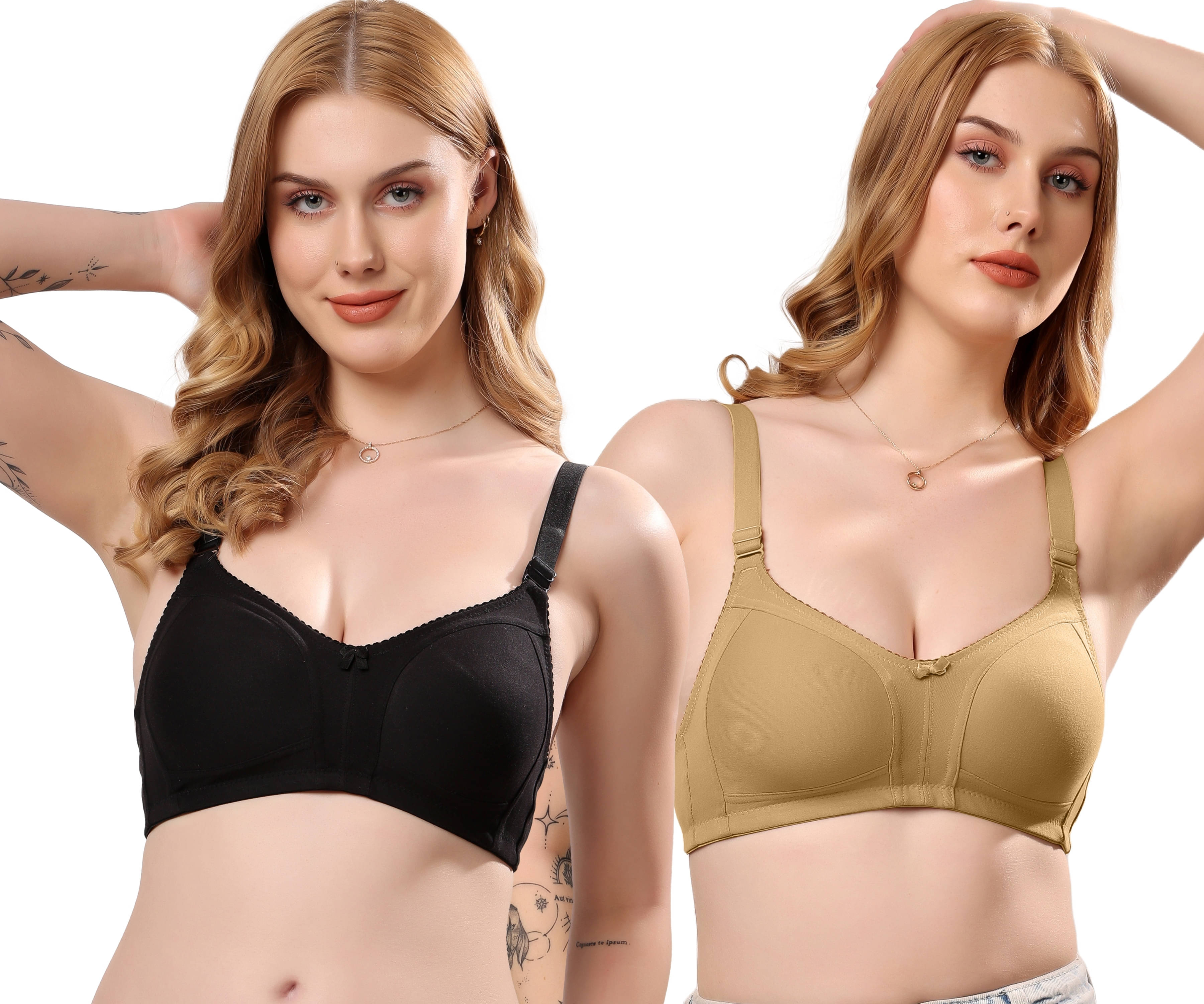 LONDON HILLS Pack of 2 Cotton Blend Non Padded Everyday Bra For Women ( Multicolor ) LONDON HILLS Pack of 2 Cotton Blend Non Padded Everyday Bra For Women ( Multicolor )