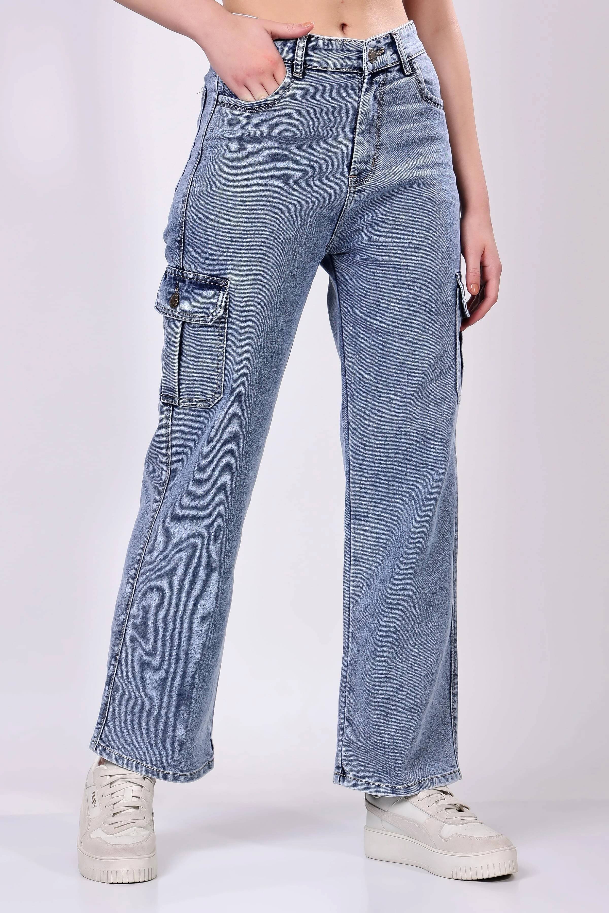     			LONDON HILLS Women Cotton Cargos Trousers ( Blue )