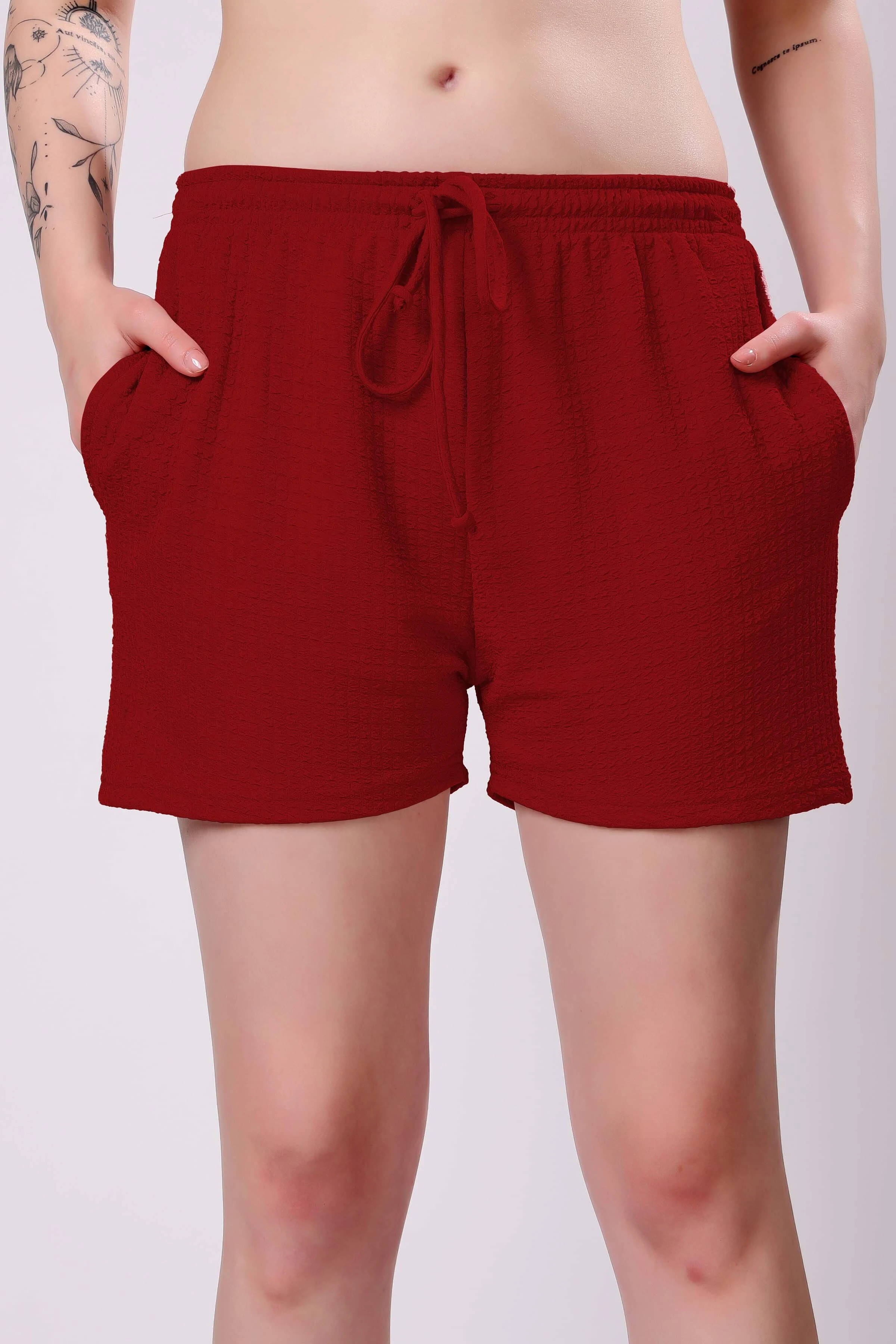     			LONDON HILLS Women Polyester Regular Shorts ( Maroon )