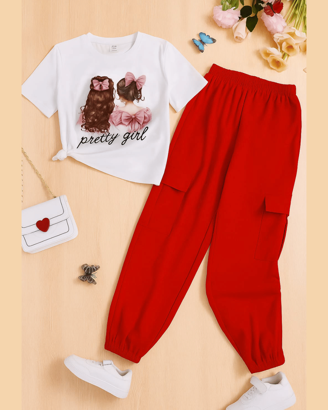     			MCST Pack of 1 Girls Cotton Blend T-shirt & Pants ( Red )
