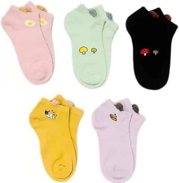     			MITSURU Pack of 5 Women's Cotton Ankle Length Socks ( Multicolor )