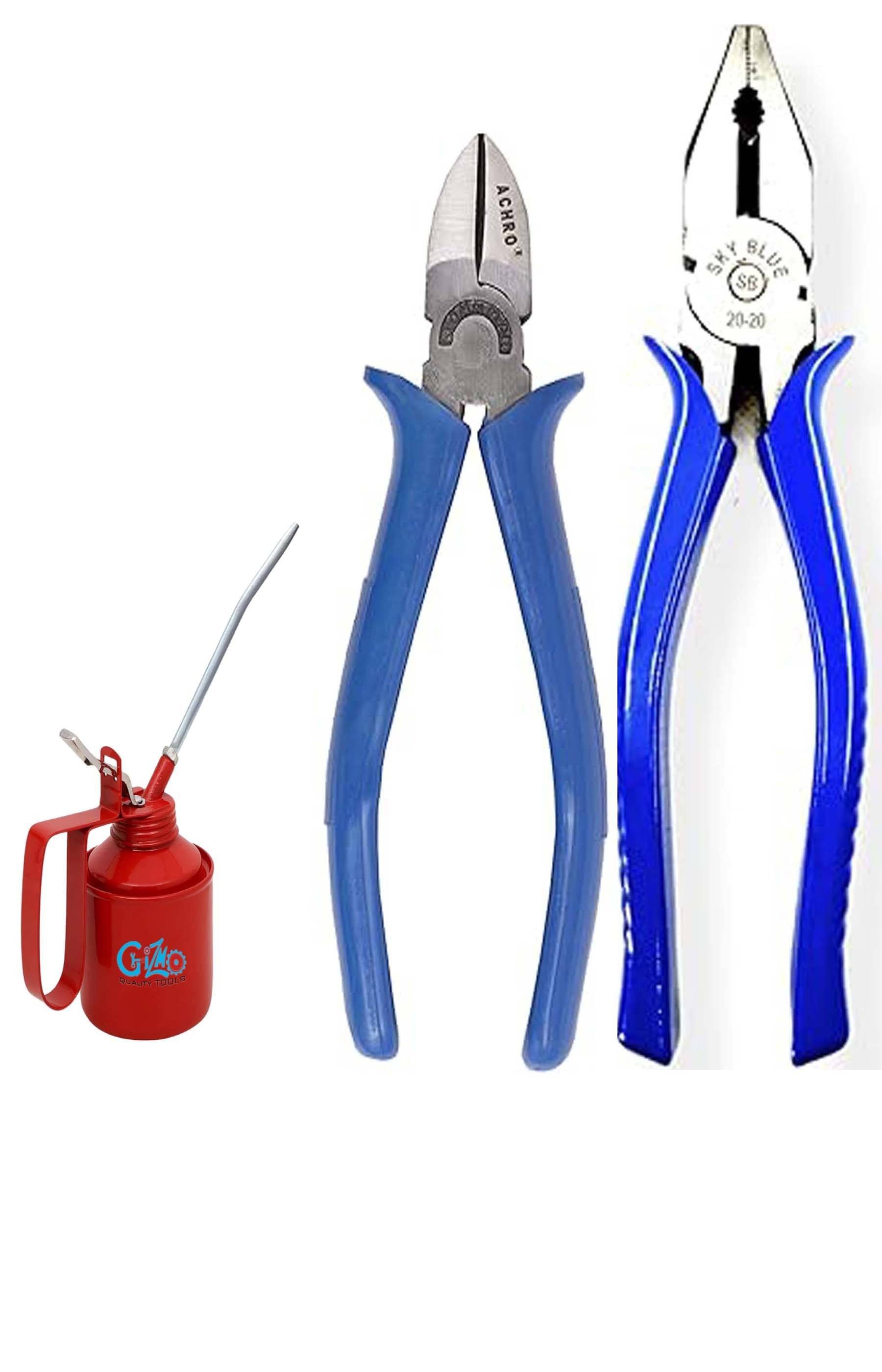     			MS AGROTECH Complete Plier Set, 8 Inch Combination Plier, 6 Inch Diagonal Cutting plier,Mobil can /Set of 3 Pieces/Cutting Player | Cutting plier | Combination Plier Tools (Blue)