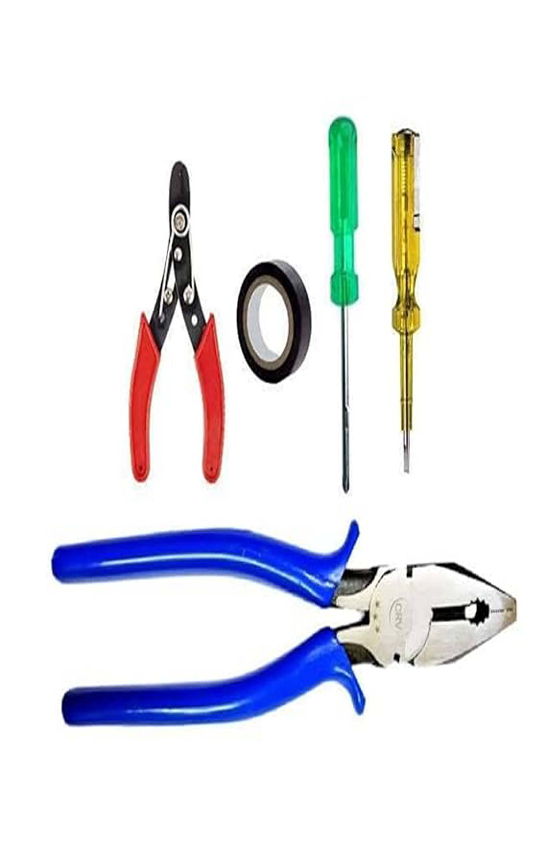     			MS AGROTECH HAND TOOLS Combo of Plier, 2in1 Screwdriver, Line Tester, Electrical Tape, Wire Cutter Hand Tool Kit - 5 Tool