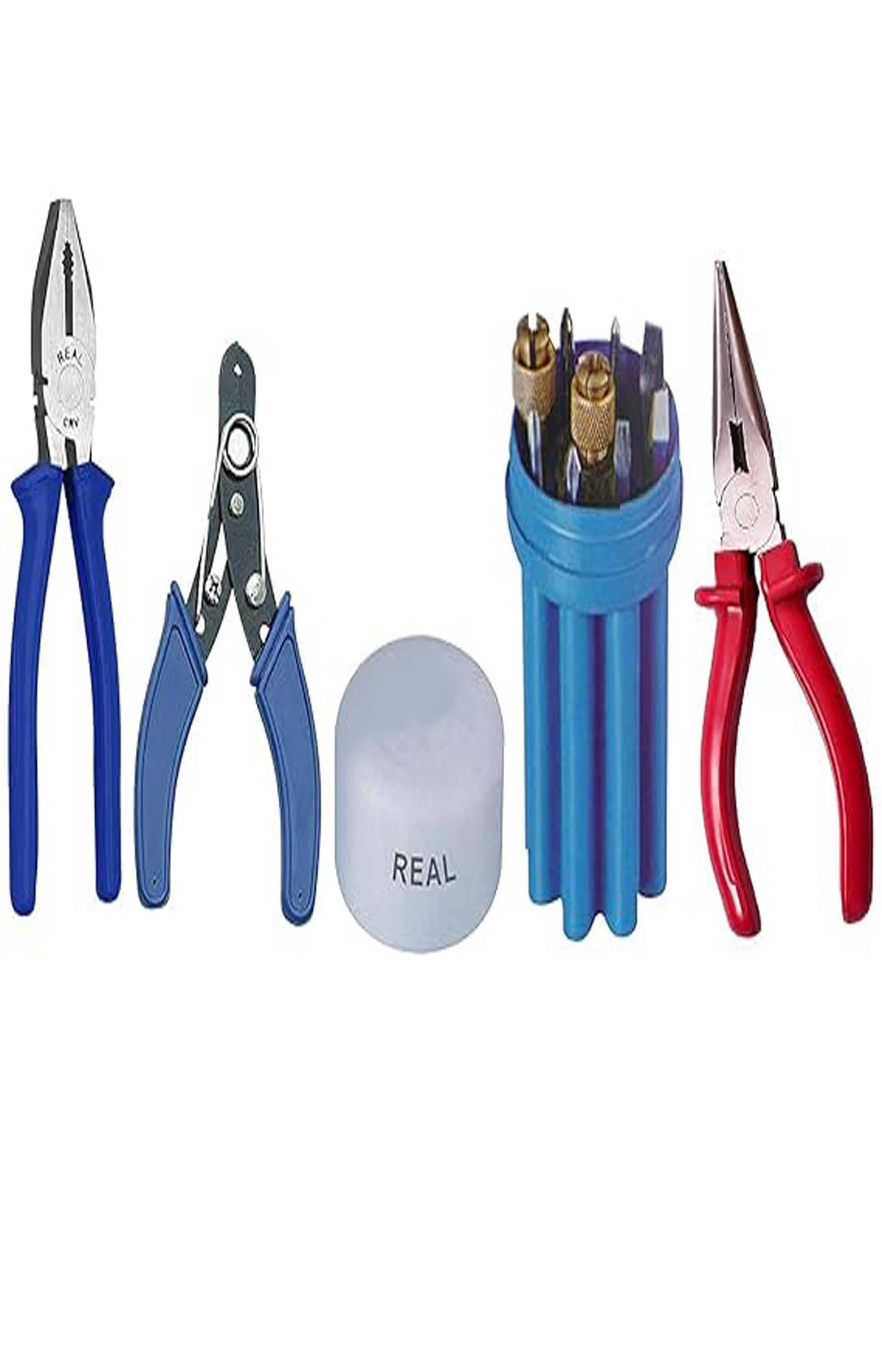     			MS AGROTECH Multi Hand Tool Kit, 8 inch Combination Plier, 6 inch Nose Plier, 6 inch Wire Stripper, 8 Pcs Screwdriver Set, 11 Pc
