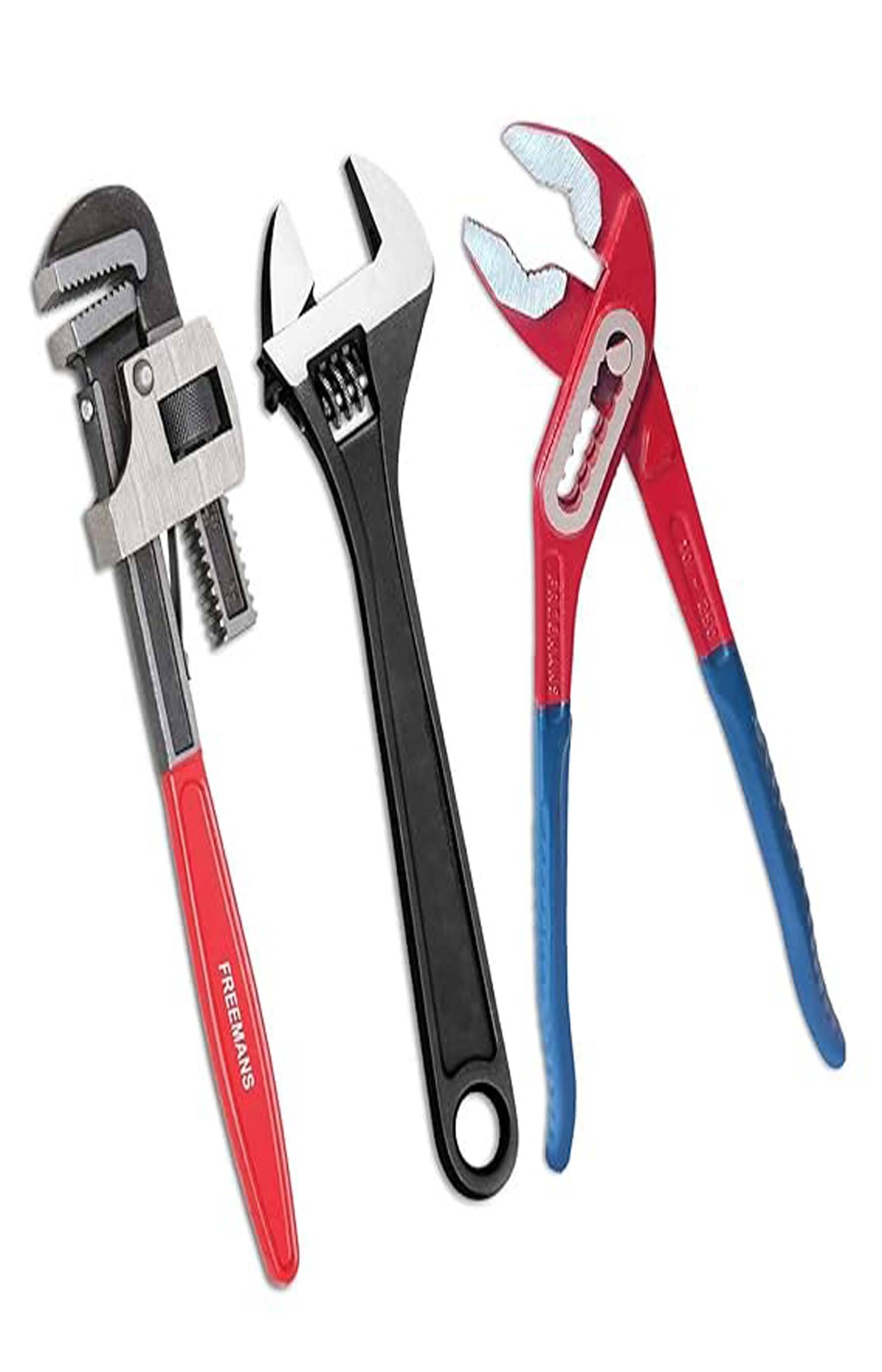     			MS AGROTECH ombo Pack of 3 Plumbing Tool Kits Set for Home & Personal || Contains 10-Inch Adjustable Wrench || Water Pump Plier || Pipe Wrench
