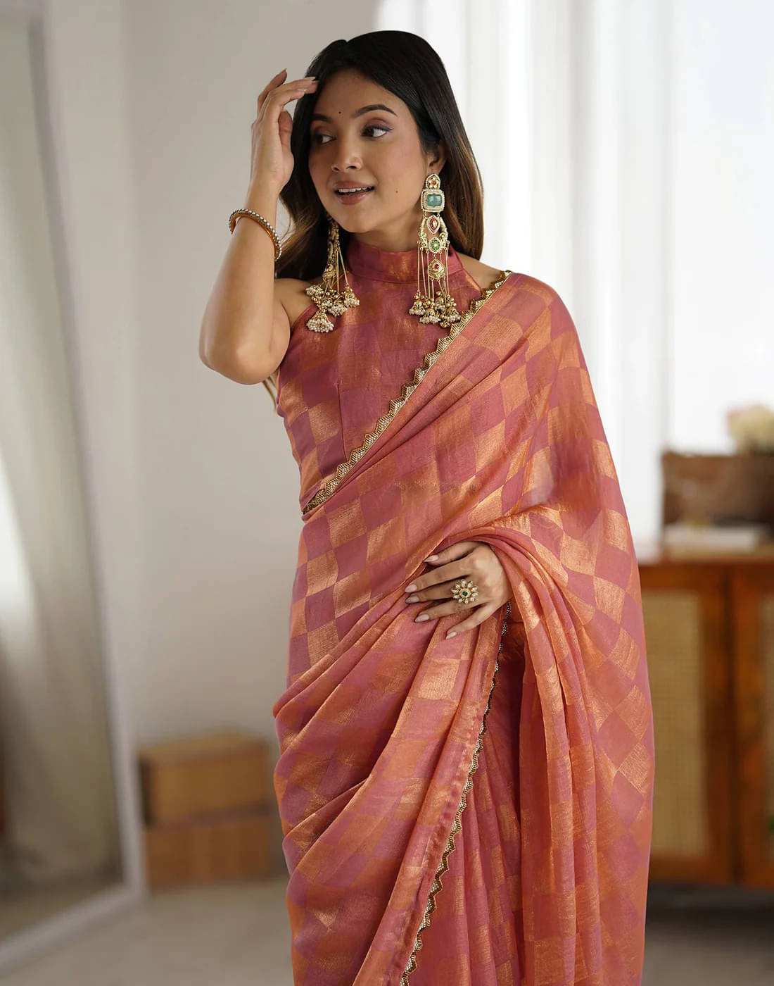 Madhav Art Chiffon Solid Regular Saree With Unstitched Blouse Piece ( Rust ) Madhav Art Chiffon Solid Regular Saree With Unstitched Blouse Piece ( Rust )