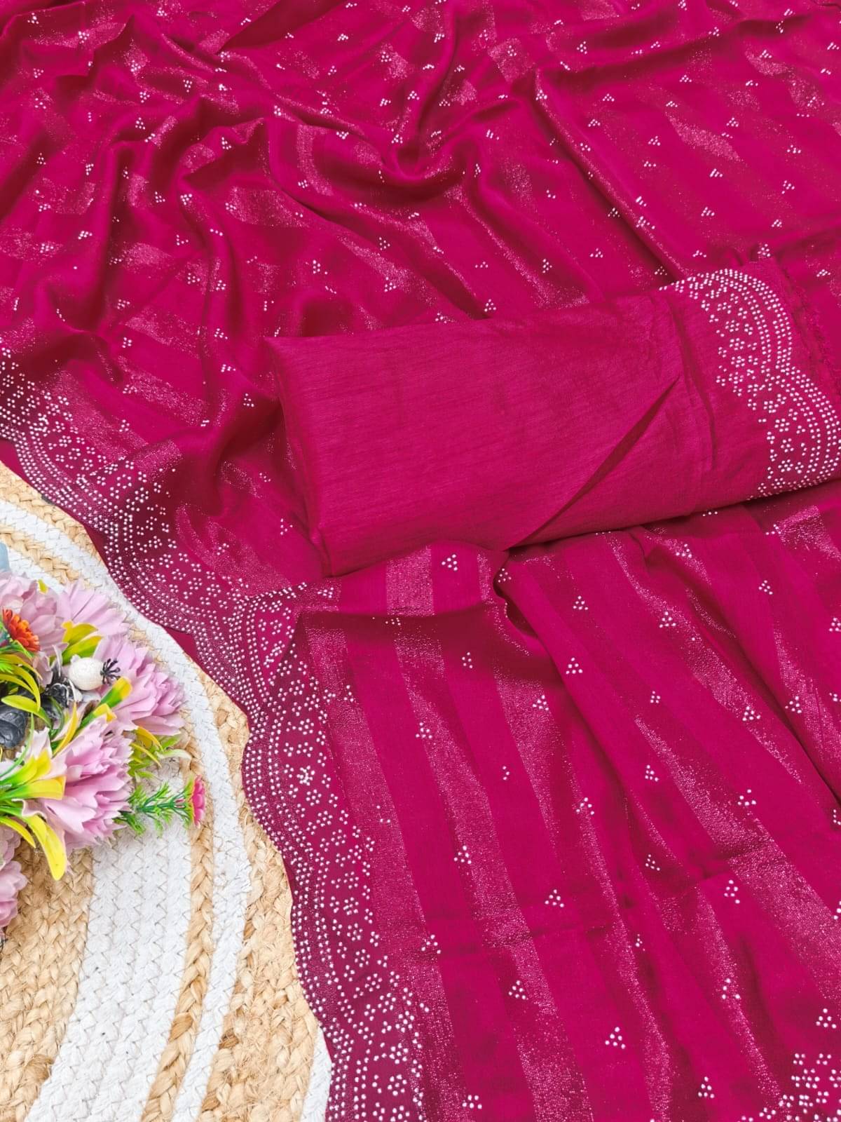 Madhav Art Georgette Embellished Regular Saree With Unstitched Blouse Piece ( Pink ) Madhav Art Georgette Embellished Regular Saree With Unstitched Blouse Piece ( Pink )