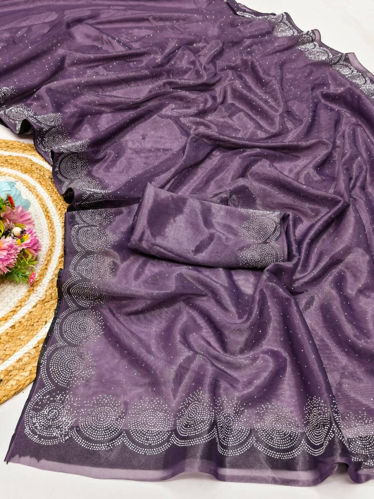 Madhav Art Net Embellished Regular Saree With Unstitched Blouse Piece ( Lavender ) Madhav Art Net Embellished Regular Saree With Unstitched Blouse Piece ( Lavender )