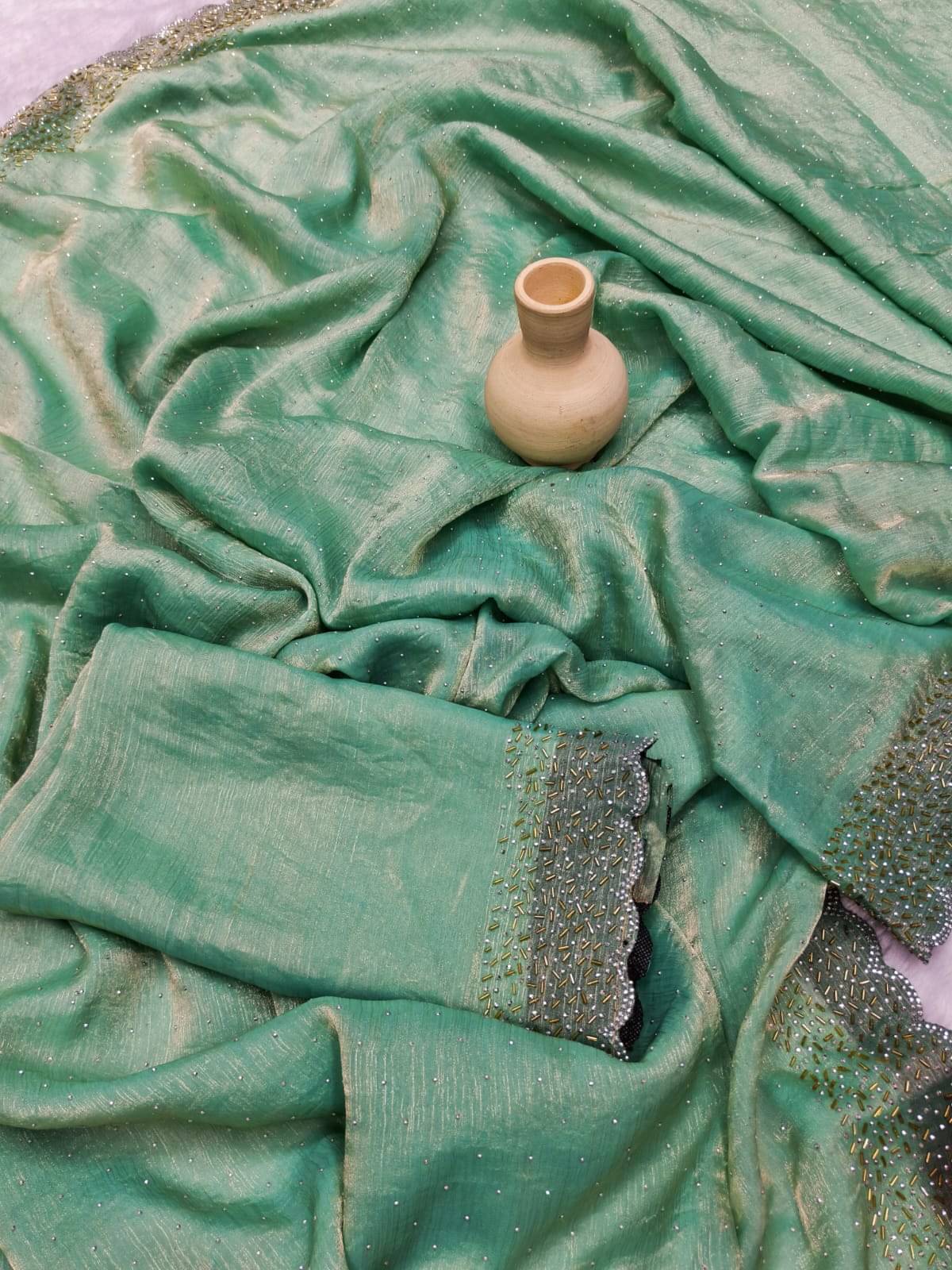 Madhav Art Silk Embellished Regular Saree With Unstitched Blouse Piece ( Sea Green ) Madhav Art Silk Embellished Regular Saree With Unstitched Blouse Piece ( Sea Green )