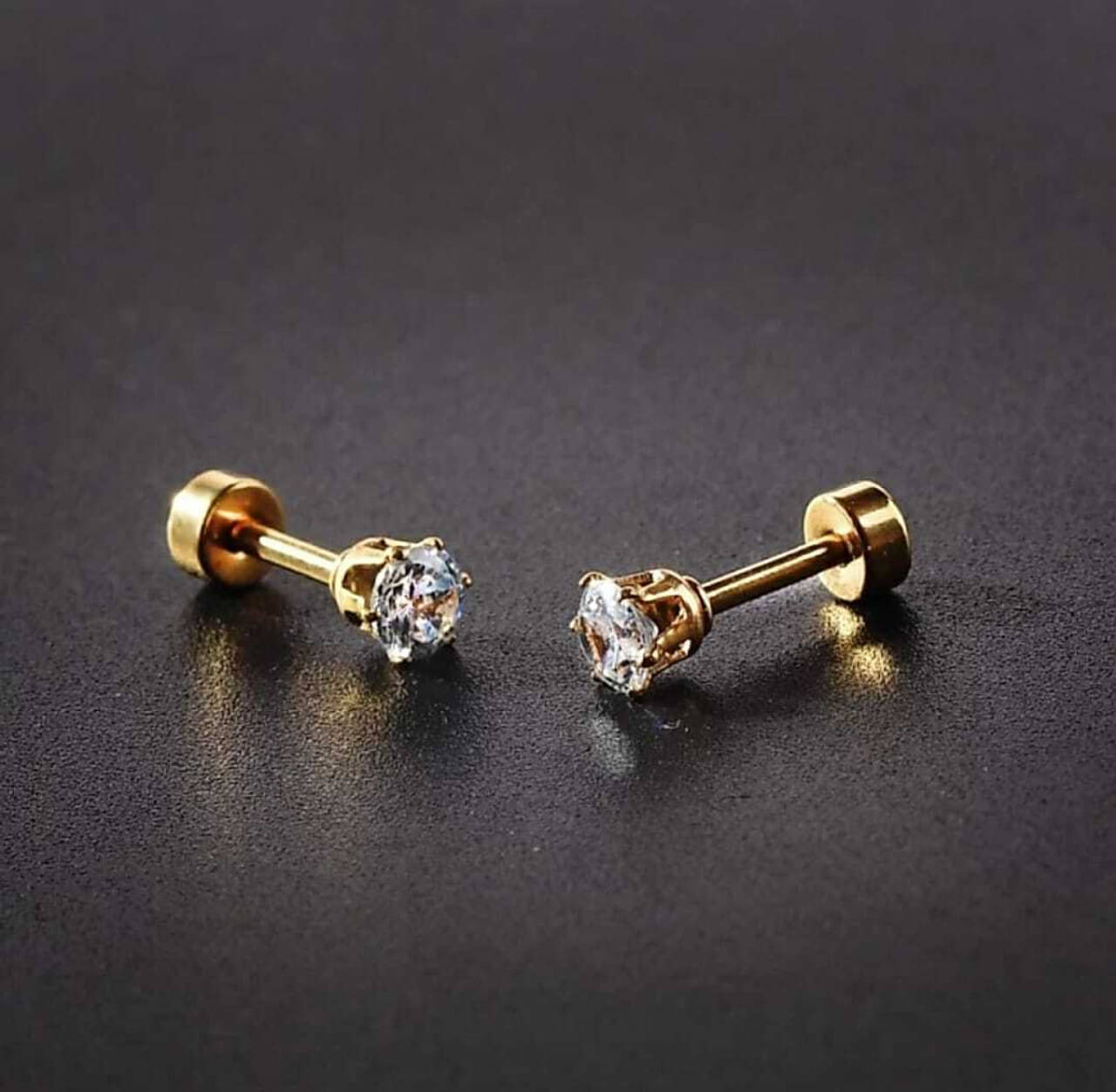     			Mehak Creation Golden Stud Earrings ( Pack of 1 )