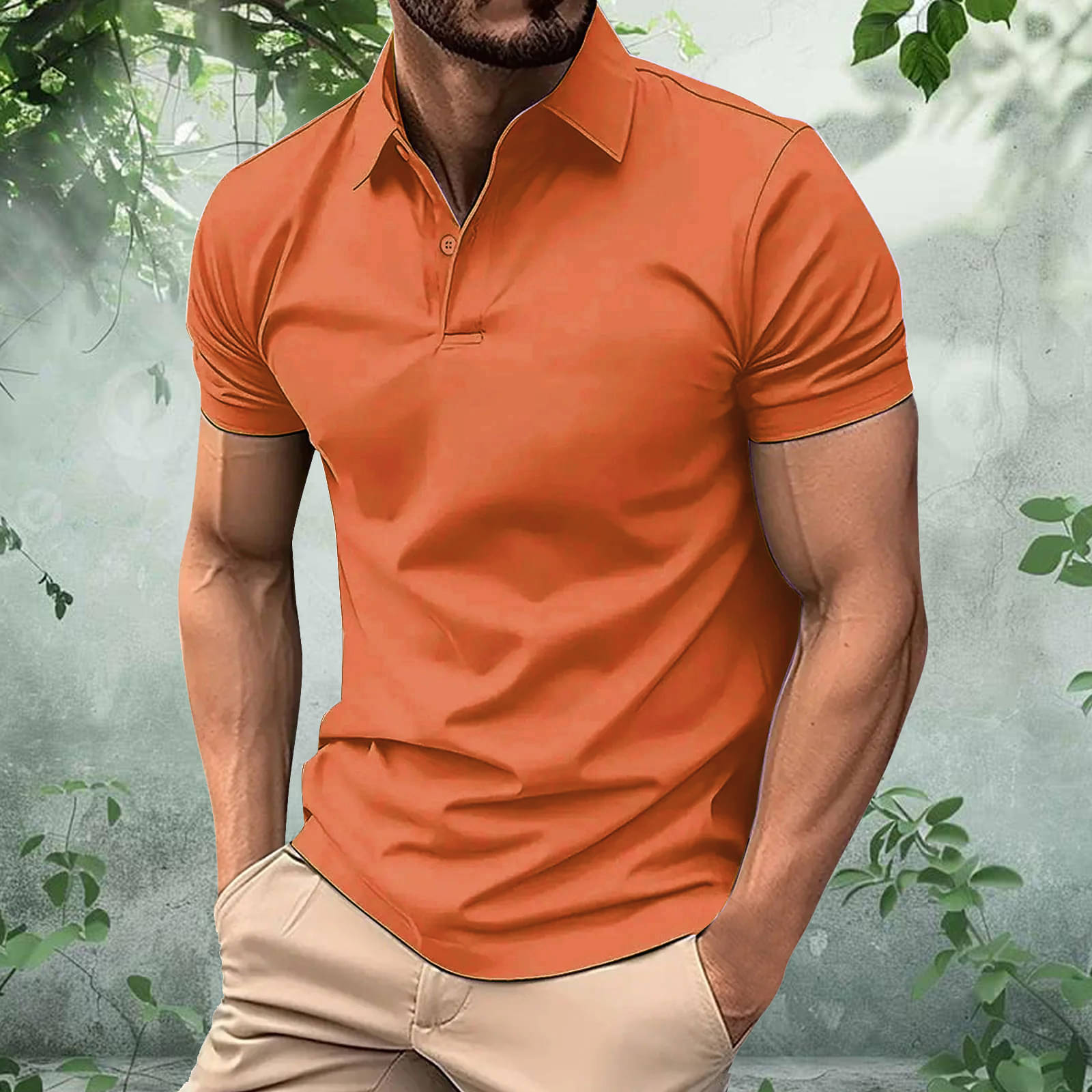 Merriment Men Cotton Blend Regular Fit Solid Polo T Shirt ( Orange ) Merriment Men Cotton Blend Regular Fit Solid Polo T Shirt ( Orange )