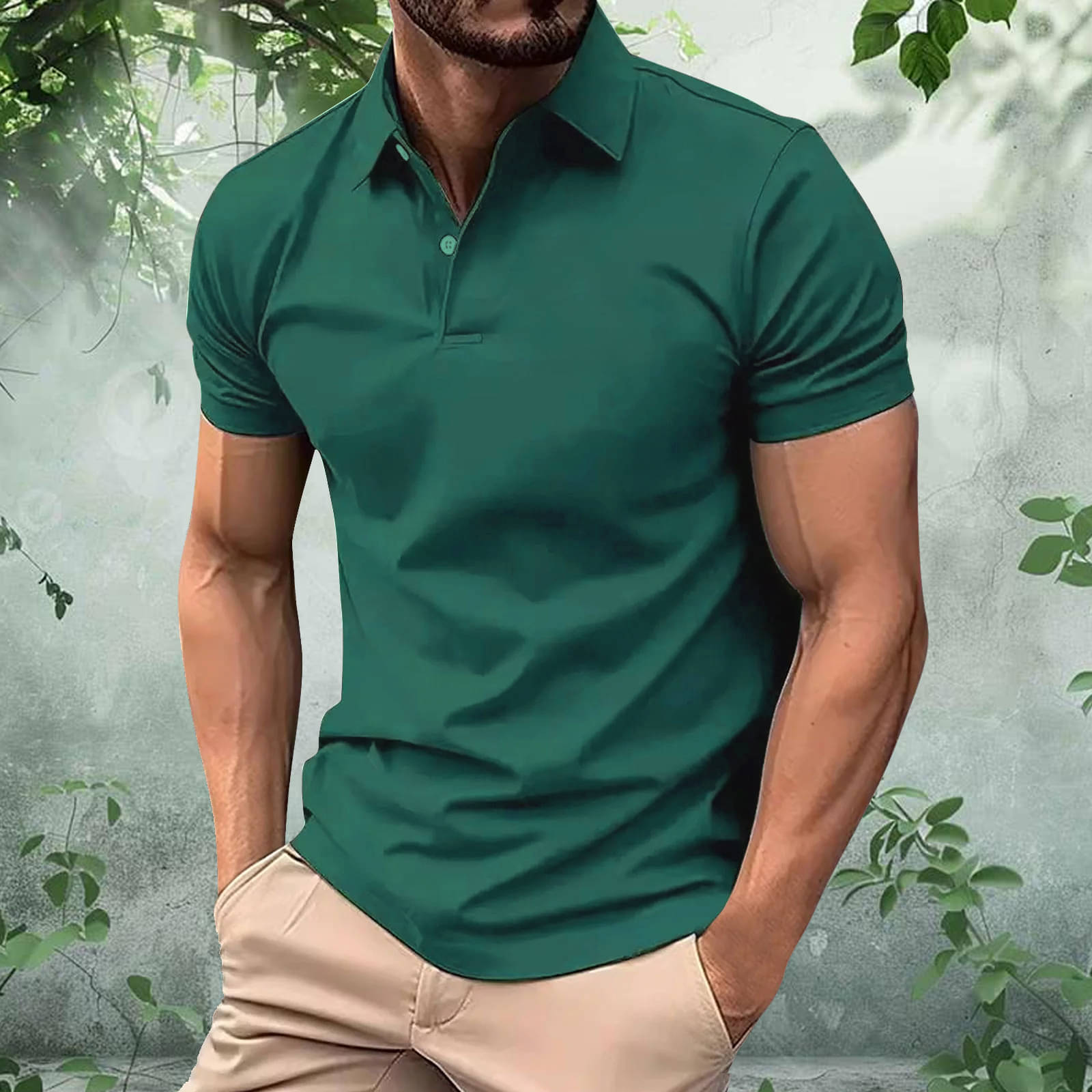     			Merriment Men Cotton Blend Regular Fit Solid Polo T Shirt ( Green )