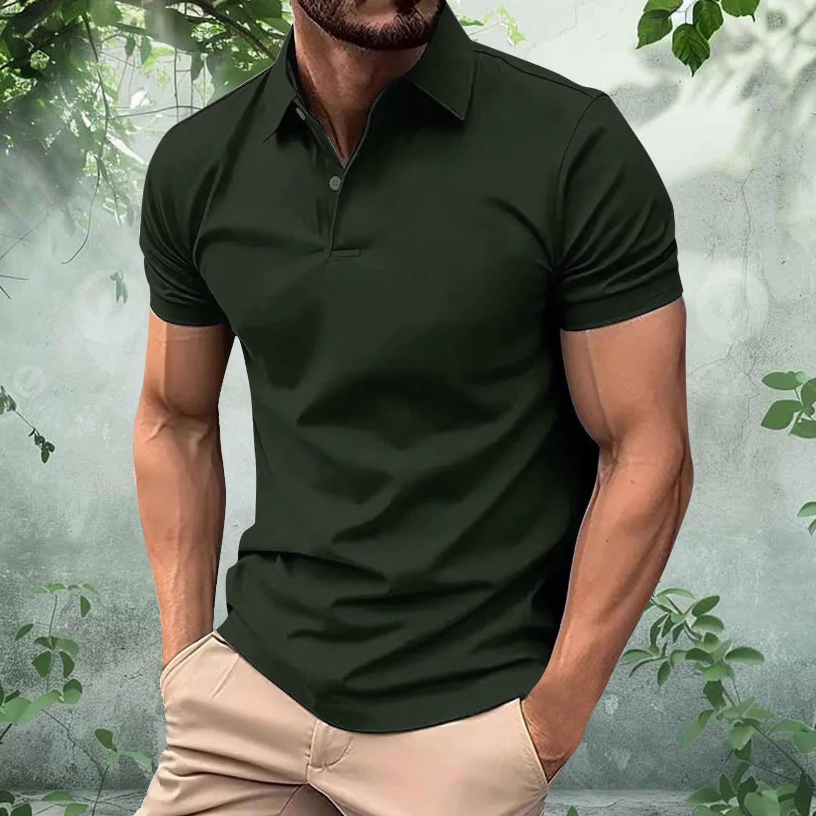 Merriment Men Cotton Blend Regular Fit Solid Polo T Shirt ( Olive ) Merriment Men Cotton Blend Regular Fit Solid Polo T Shirt ( Olive )