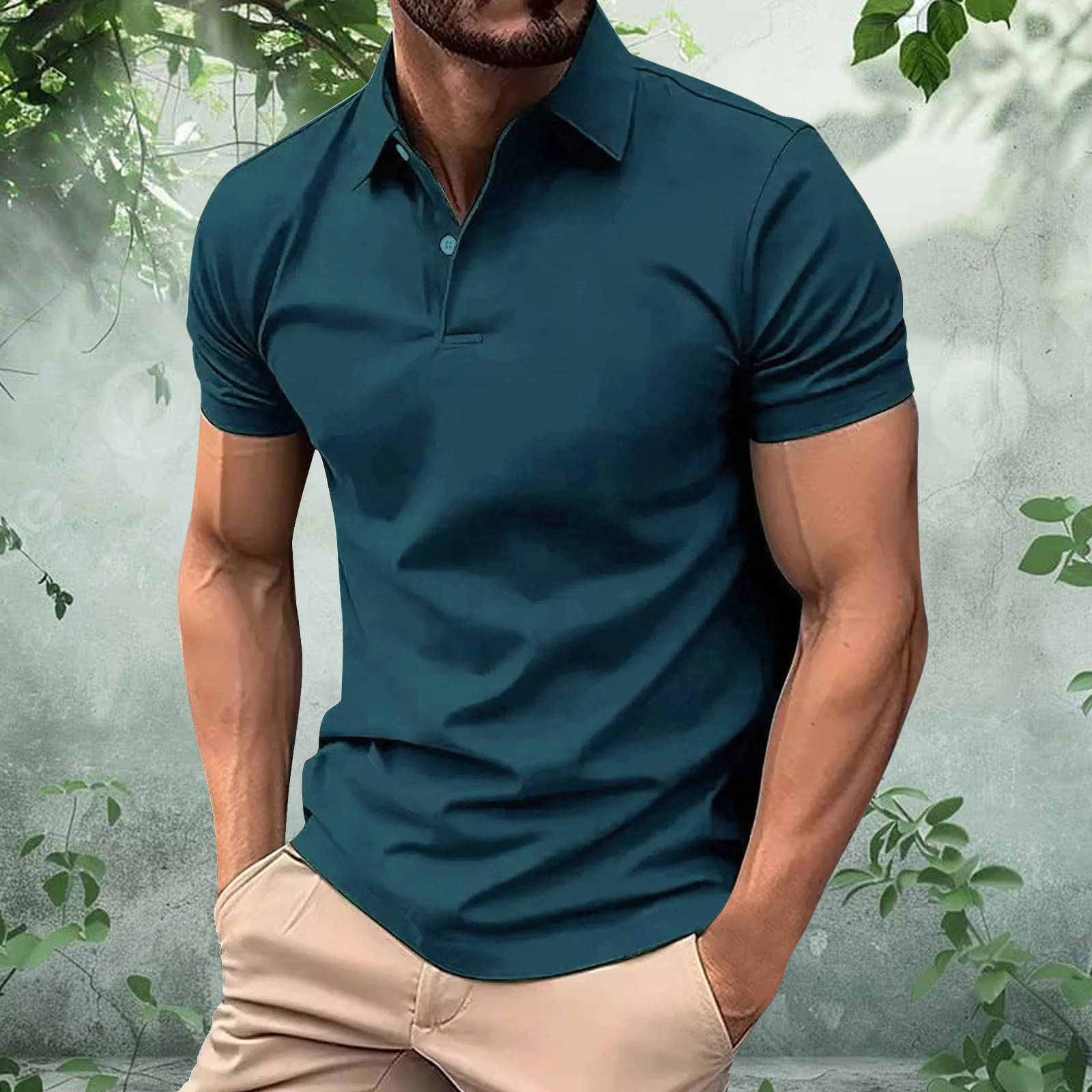     			Merriment Men Cotton Blend Regular Fit Solid Polo T Shirt ( Teal Blue )