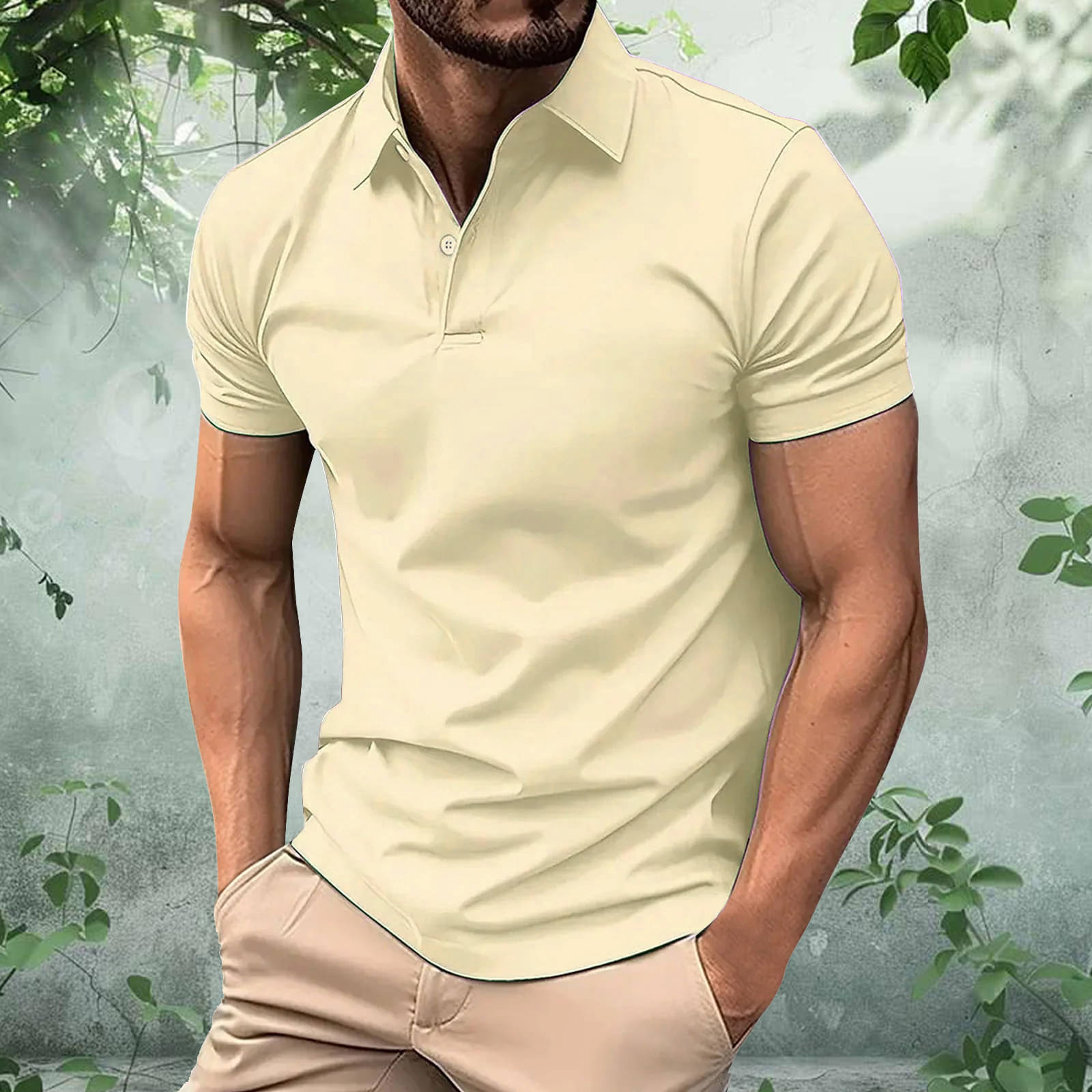 Merriment Men Cotton Blend Regular Fit Solid Polo T Shirt ( Beige ) Merriment Men Cotton Blend Regular Fit Solid Polo T Shirt ( Beige )
