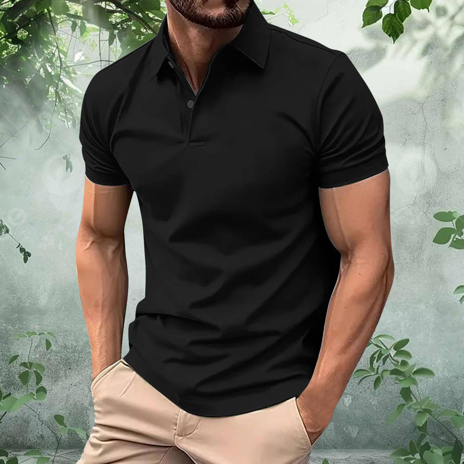 Merriment Men Cotton Blend Regular Fit Solid Polo T Shirt ( Black ) Merriment Men Cotton Blend Regular Fit Solid Polo T Shirt ( Black )