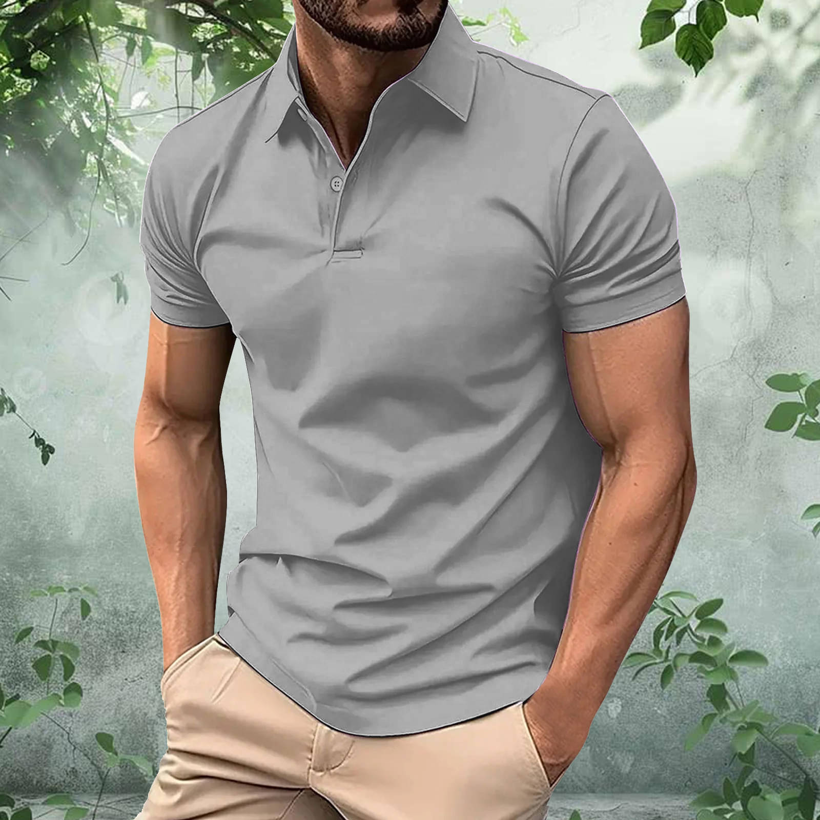 Merriment Men Cotton Blend Regular Fit Solid Polo T Shirt ( Grey )     			Merriment Men Cotton Blend Regular Fit Solid Polo T Shirt ( Grey )