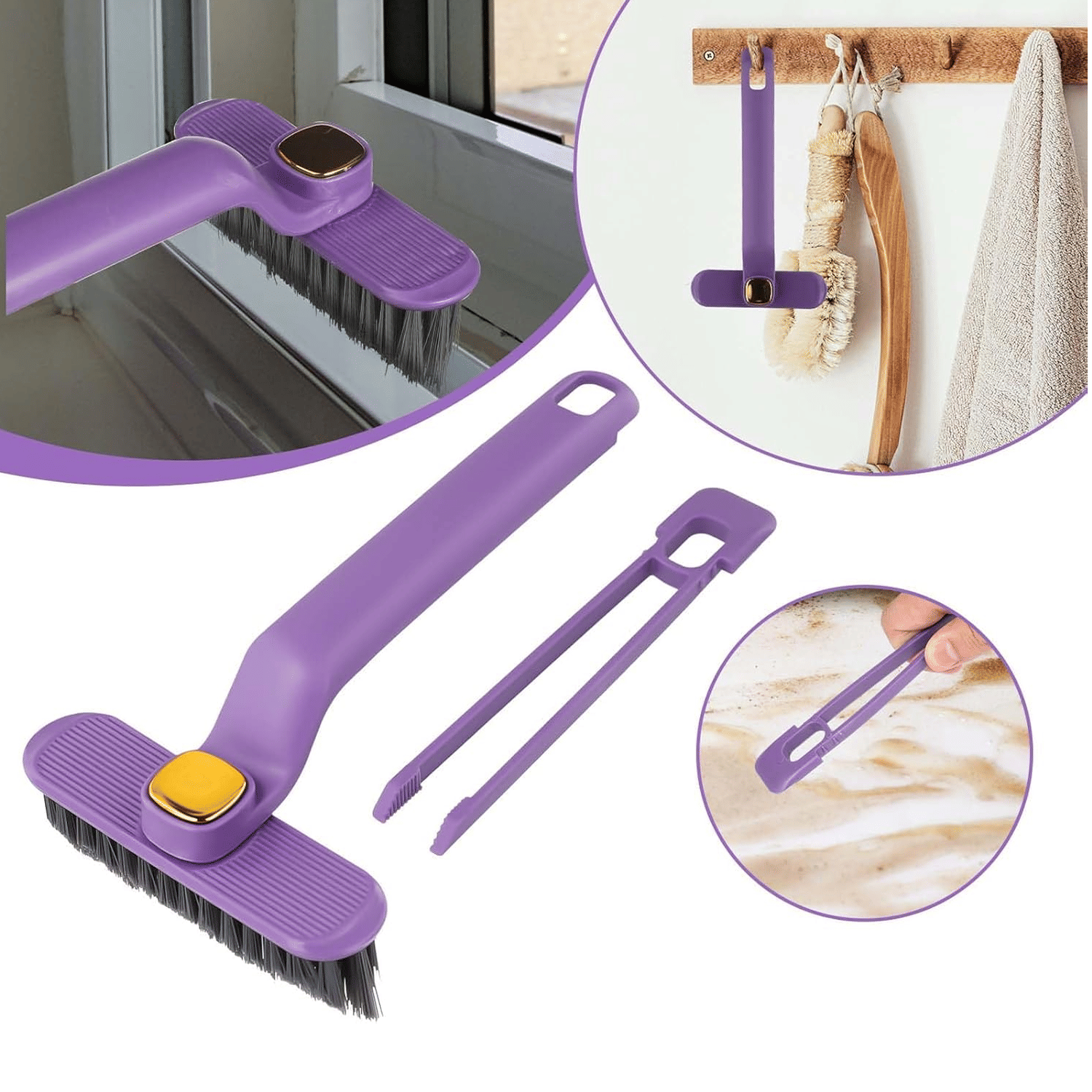     			Multi-Function Bathroom Cleaning Brush, Tiles Cleaning Brush, Hard Bristle Rotating Crevice Gap Cleaning Brushes for Bathroom, Floor Cleaner Brush (Multi Colour)