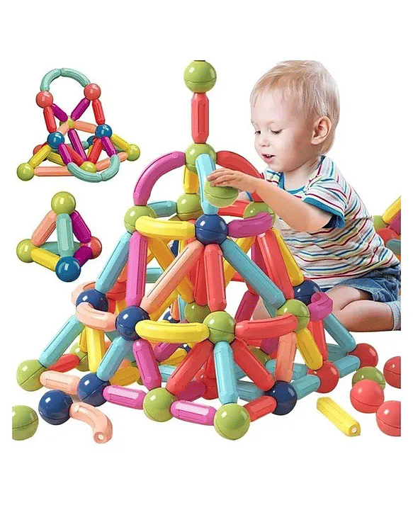 OLIFIN 64 Pcs Colorful Magnetic Sticks and Balls Building Blocks Sets 3D Construction Magnet Stacking Toys Puzzle Games Creative Learning Educational Toys Gift for Kids Boys Pack of 1     			OLIFIN 64 Pcs Colorful Magnetic Sticks and Balls Building Blocks Sets 3D Construction Magnet Stacking Toys Puzzle Games Creative Learning Educational Toys Gift for Kids Boys Pack of 1