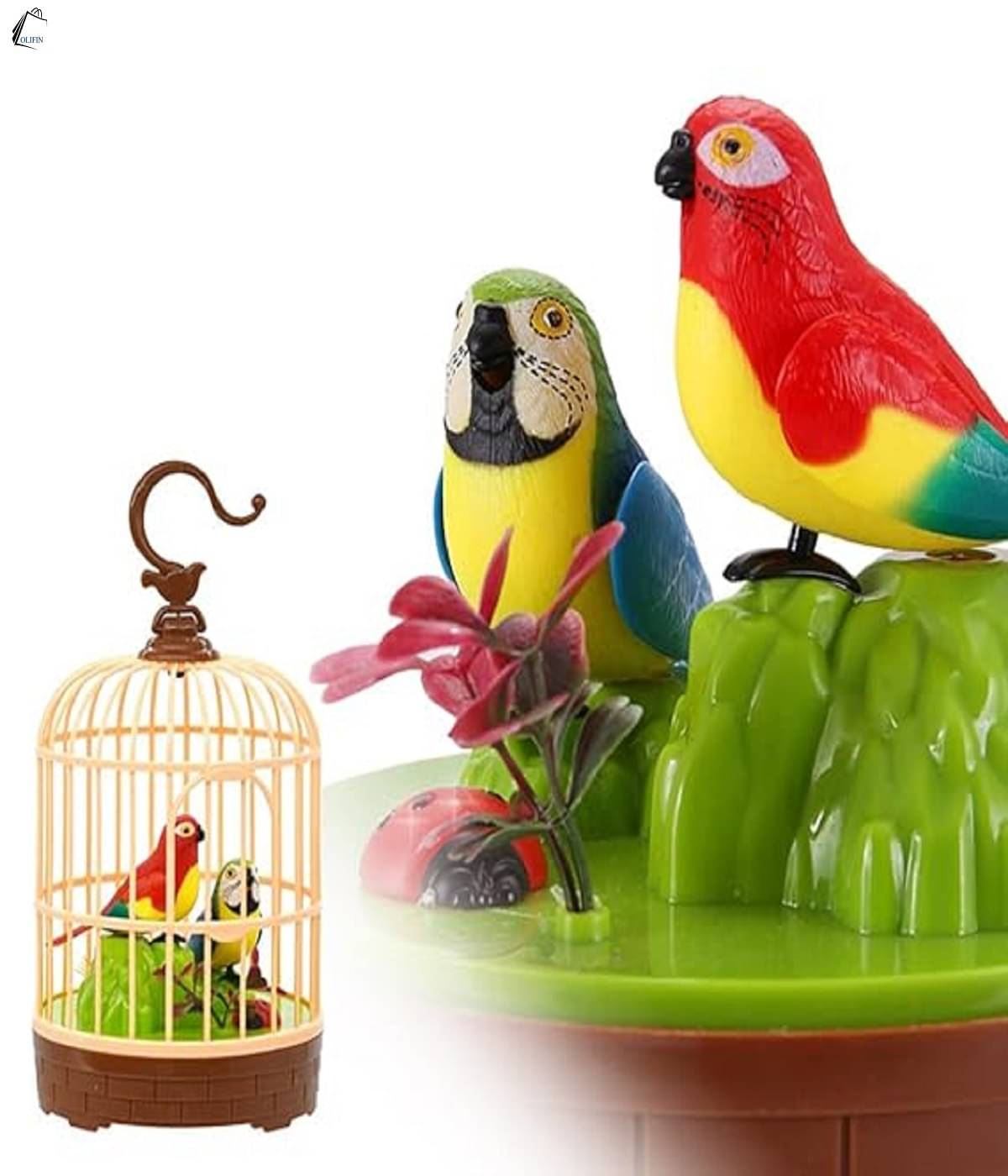     			OLIFIN Electronic Singing Flapping Chirping Moving Parrot with Cage Musical Bird Toy for Birthday Gift Sensory Toy for Kids [Singing Parrot Multicolour] PACK OF 1