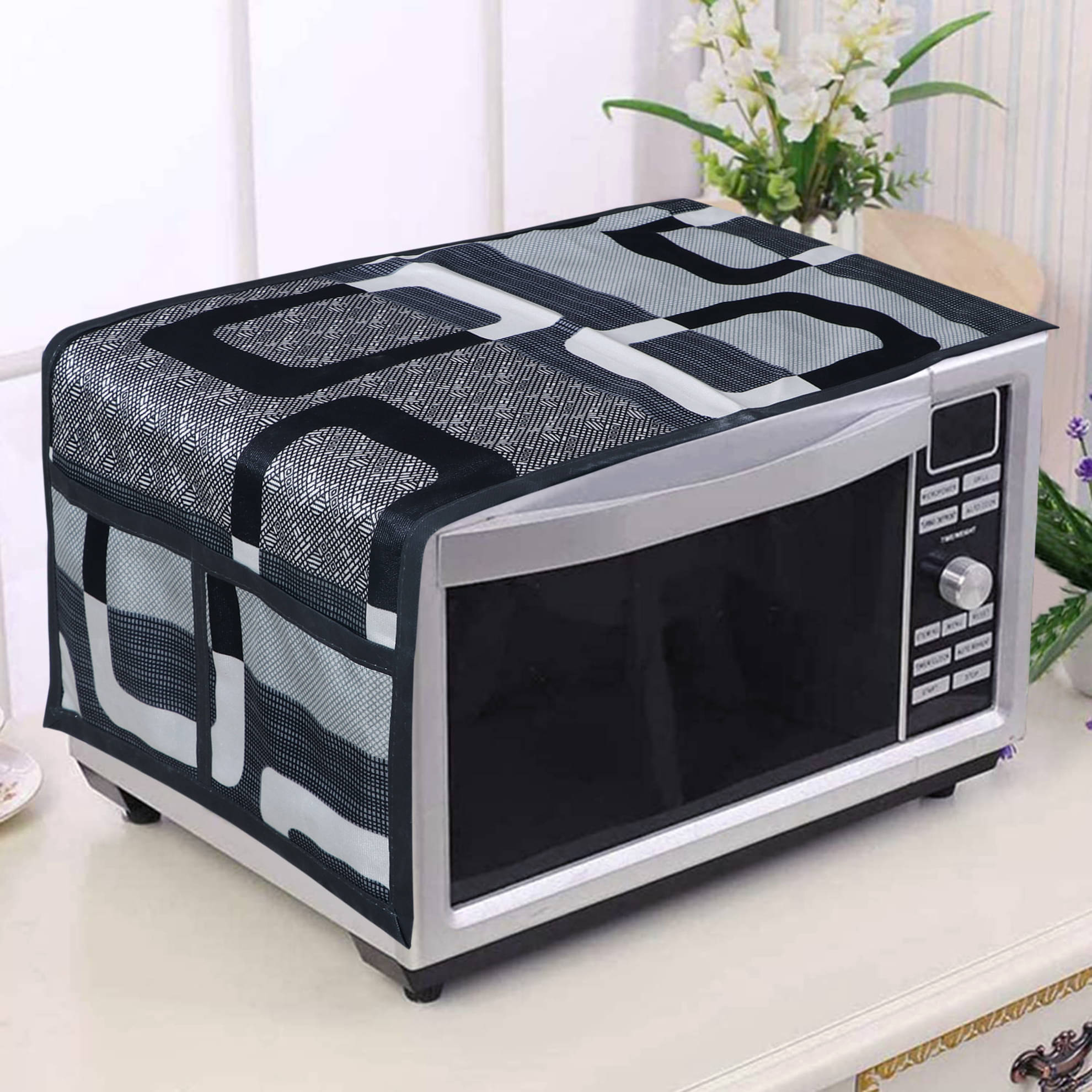 Omkar Manufacturers Single Polyester Black Microwave Oven Cover -     			Omkar Manufacturers Single Polyester Black Microwave Oven Cover -