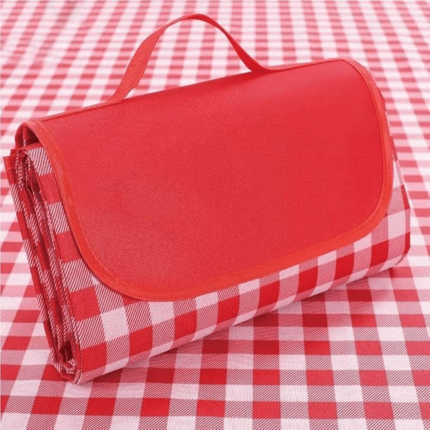     			Picnic Blanket Portable Beach Mat Waterproof Outdoor Blanket with Handle Lightweight & Foldable for Camping, Beach,Travel & Hiking (Red)