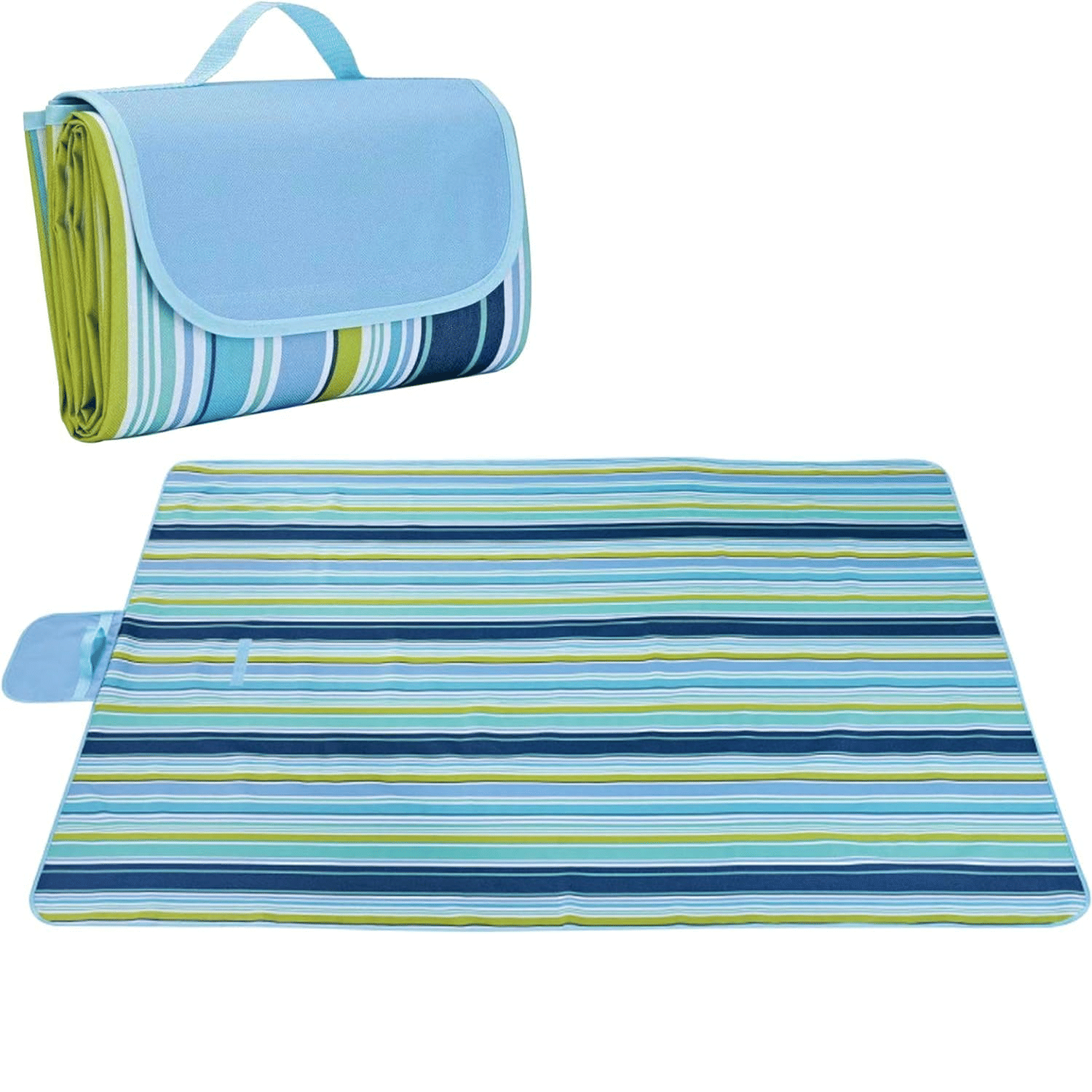     			Picnic Blanket Portable Beach Mat Waterproof Outdoor Blanket with Handle Lightweight & Foldable for Camping, Beach,Travel & Hiking (Blue)