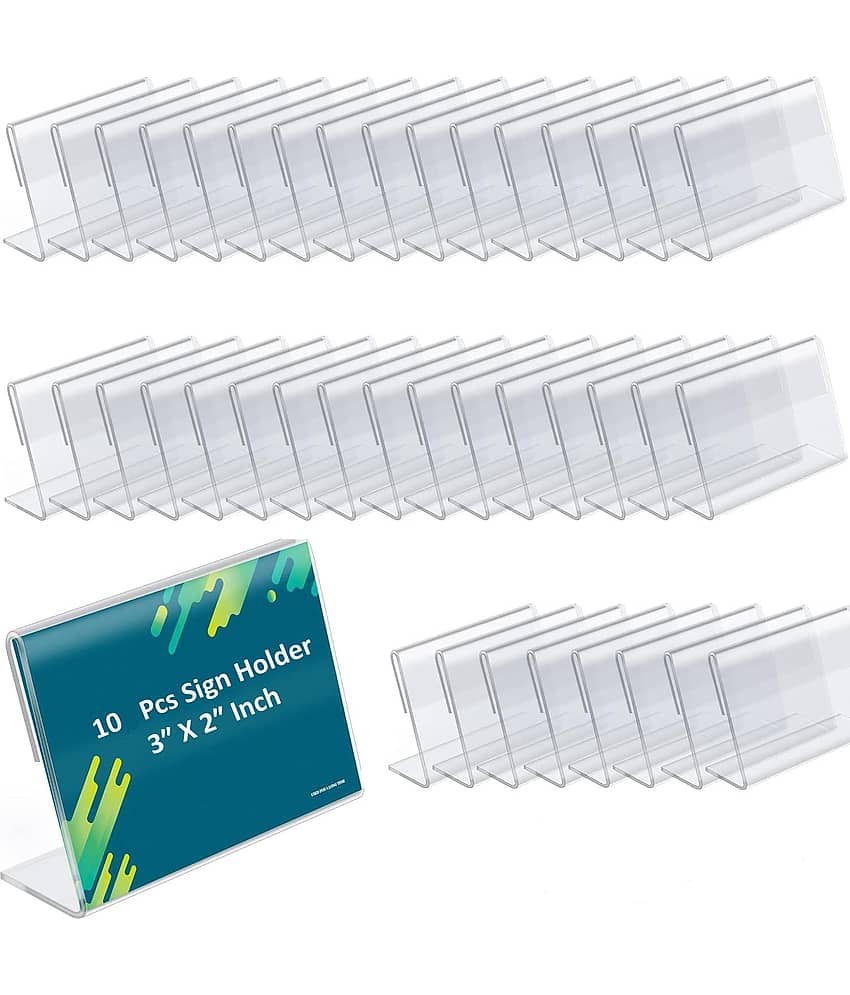 Rasper Acrylic Sign Holder L Shape Acrylic Table Display Stand Label Price Tag Name Card Holder for School Office Counter Restaurants Supermarket Store Shop Acrylic Food Tag (3x2 Inches) (Pack Of 10) - Stationery | Buy online on ZillyBuy