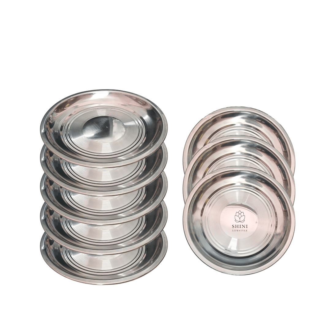 SHINI LIFESTYLE 8 Pcs Stainless Steel Silver Quarter Plate SHINI LIFESTYLE 8 Pcs Stainless Steel Silver Quarter Plate