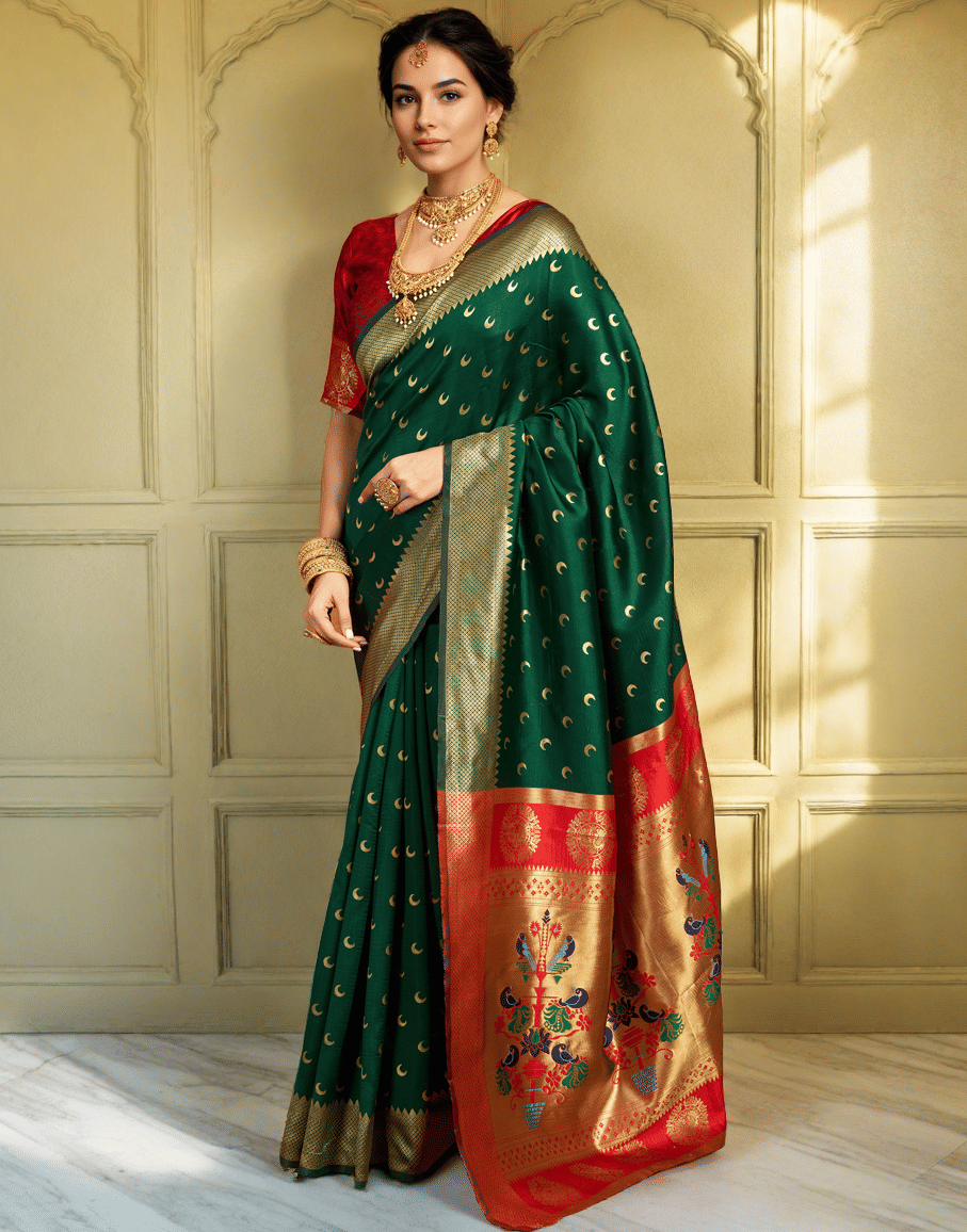     			Sindharat Fashion Cotton Silk Woven Paithani Sarees With Unstitched Blouse Piece ( Multicolor 2 )