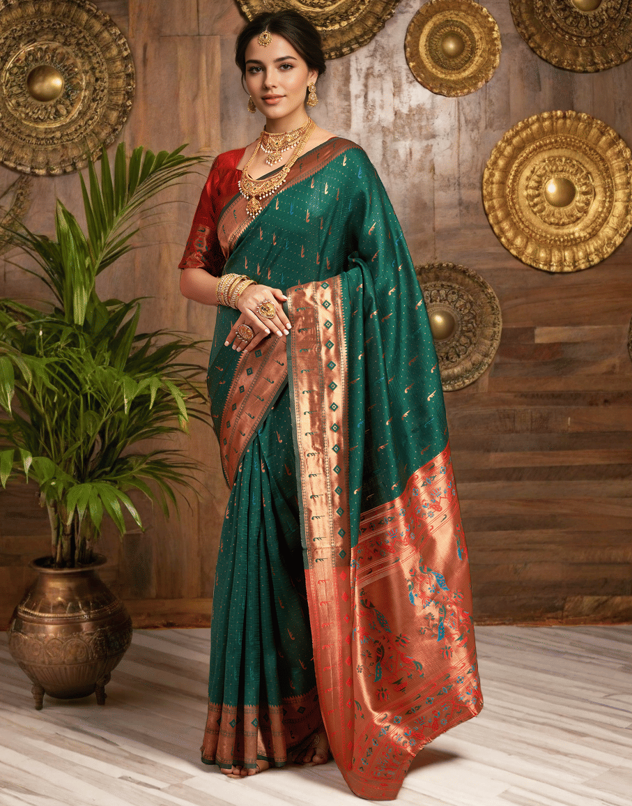 Sindharat Fashion Cotton Silk Woven Paithani Sarees With Unstitched Blouse Piece ( Multicolor 2 ) Sindharat Fashion Cotton Silk Woven Paithani Sarees With Unstitched Blouse Piece ( Multicolor 2 )